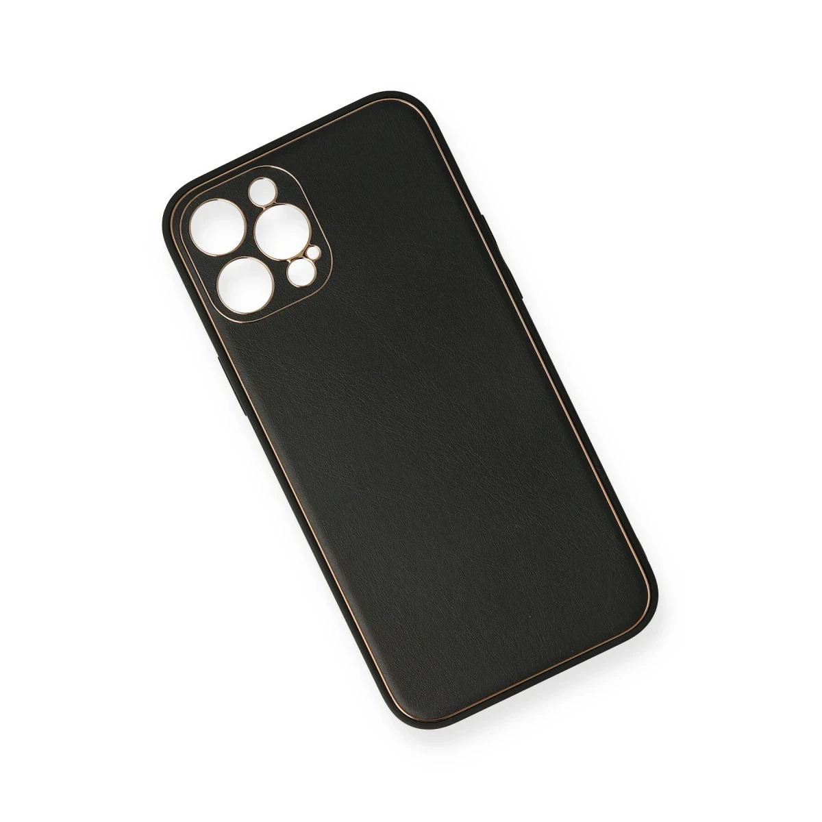 Newface Apple iPhone 12 Pro Max Kılıf Coco Deri Silikon Kapak - Siyah