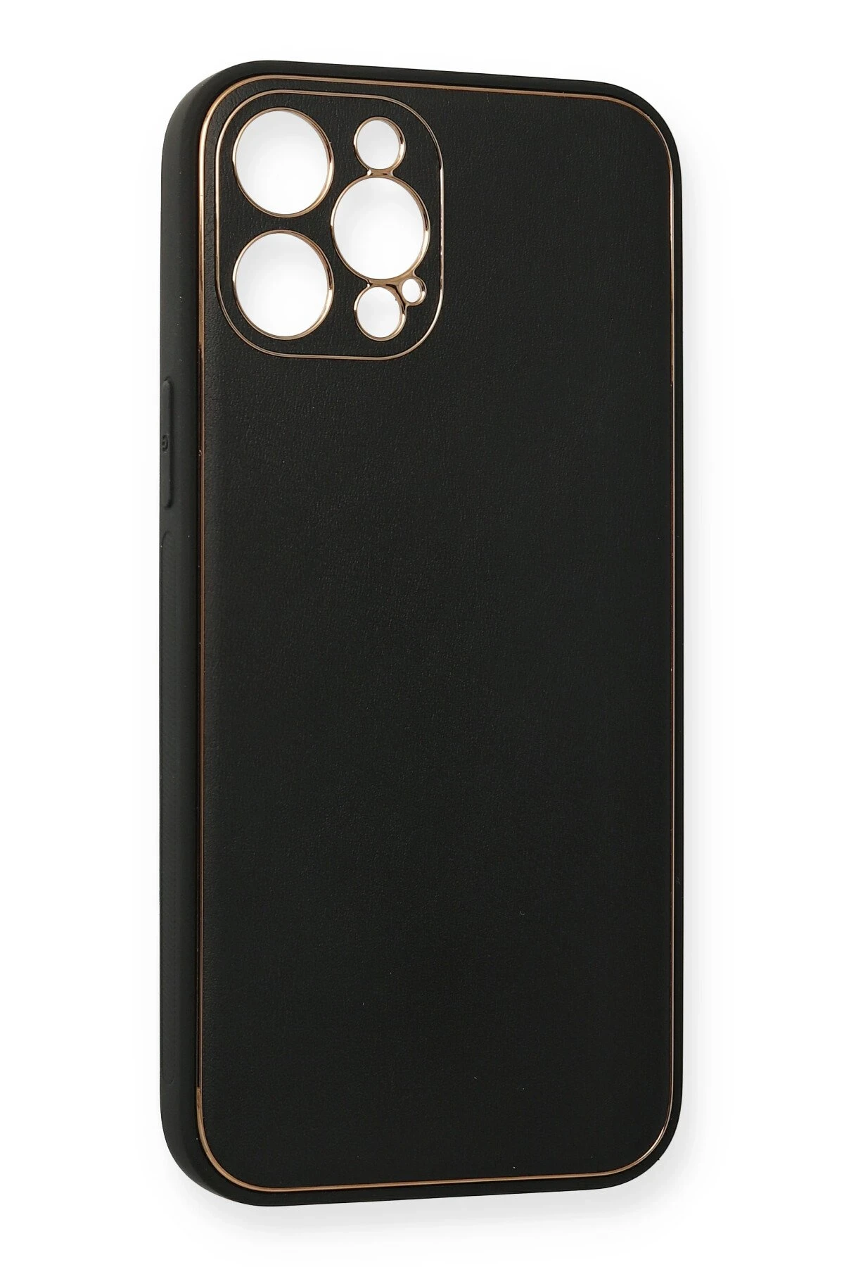 Newface iPhone 12 Pro Max Kılıf Coco Deri Silikon Kapak - Siyah