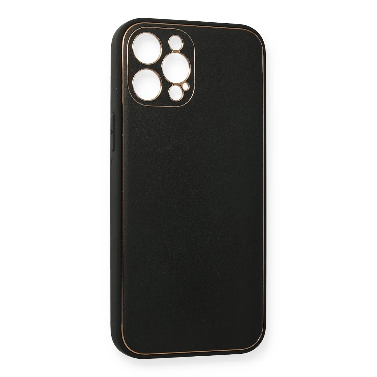 Newface Apple iPhone 12 Pro Max Kılıf Coco Deri Silikon Kapak - Siyah