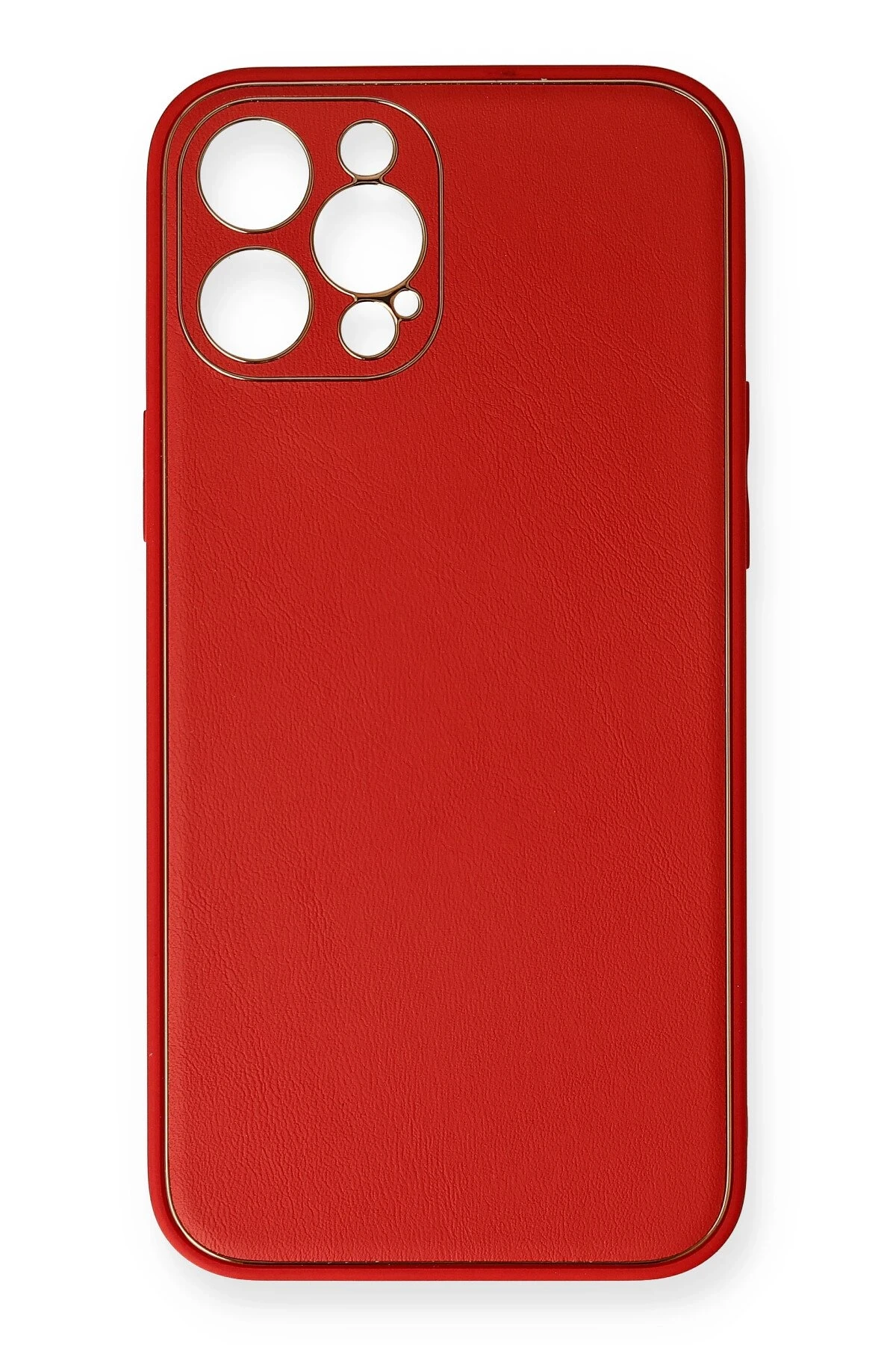 Newface iPhone 12 Pro Max Kılıf Coco Deri Silikon Kapak - Kırmızı
