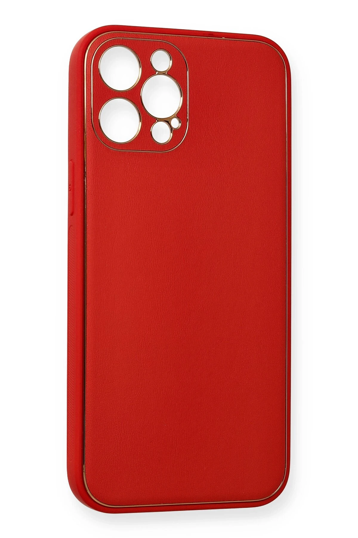 Newface iPhone 12 Pro Max Kılıf Coco Deri Silikon Kapak - Kırmızı