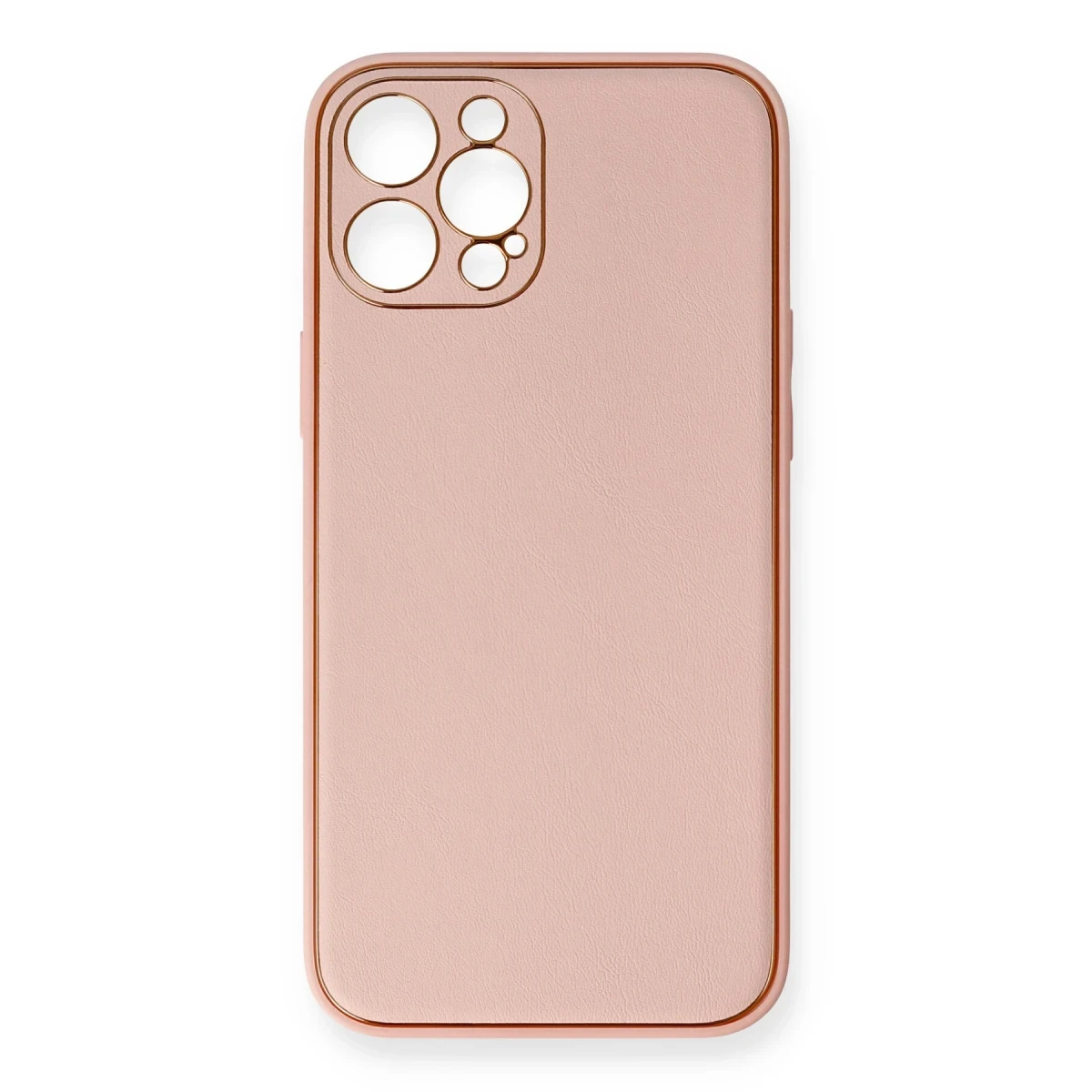 Newface Apple iPhone 12 Pro Max Kılıf Coco Deri Silikon Kapak - Pembe