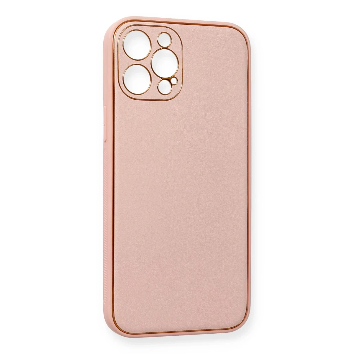 Newface Apple iPhone 12 Pro Max Kılıf Coco Deri Silikon Kapak - Pembe