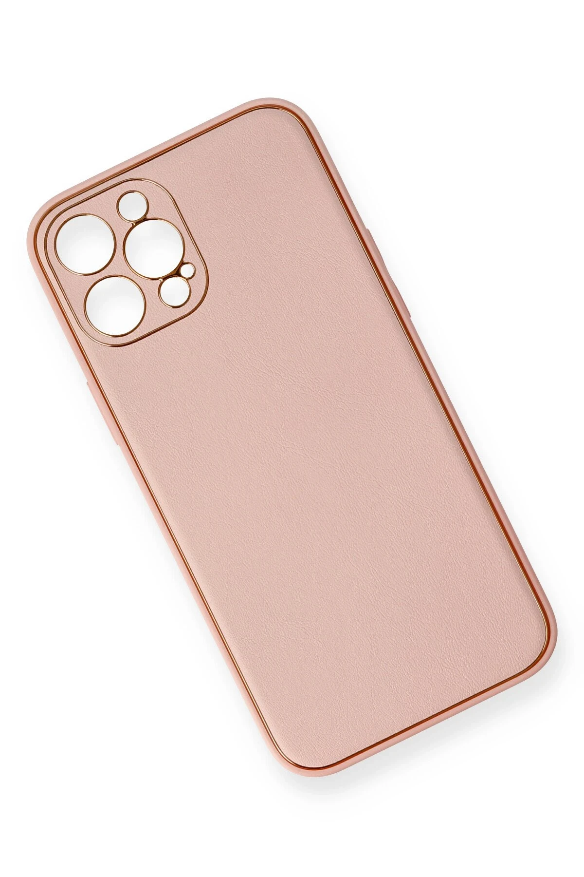 Newface iPhone 12 Pro Max Kılıf Coco Deri Silikon Kapak - Pembe