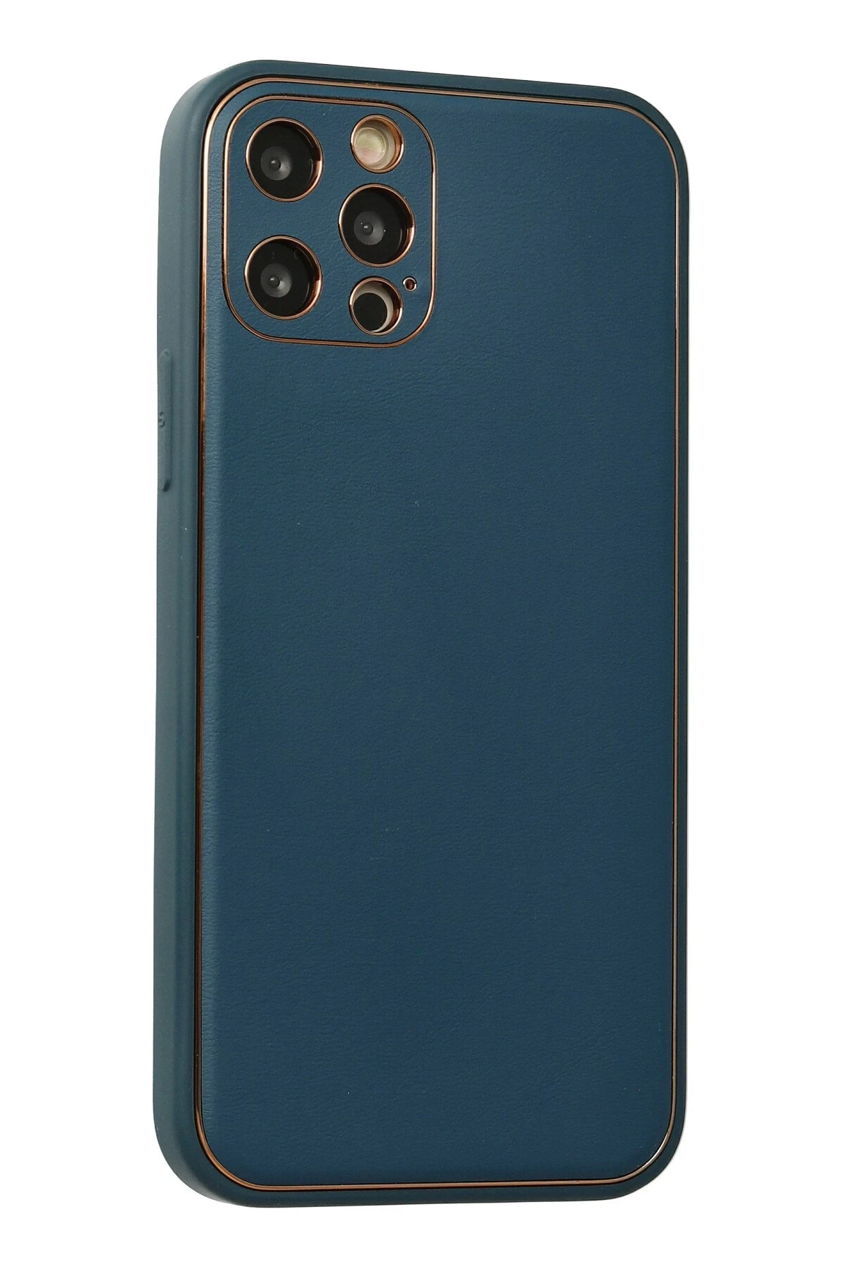 Newface iPhone 12 Pro Max Kılıf Coco Deri Silikon Kapak - Mavi