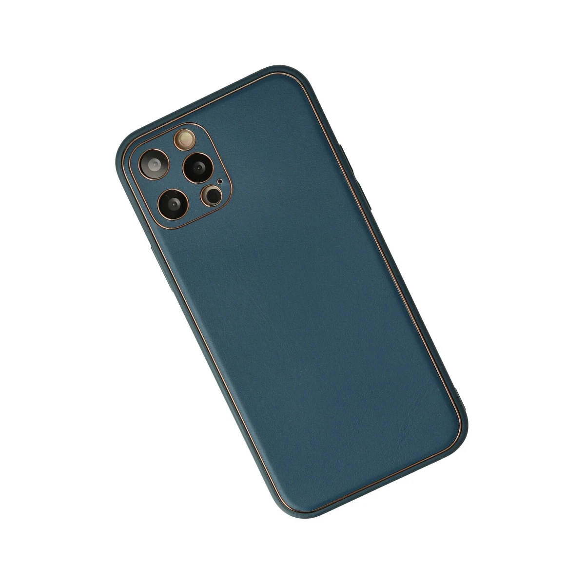 Newface Apple iPhone 12 Pro Max Kılıf Coco Deri Silikon Kapak - Mavi