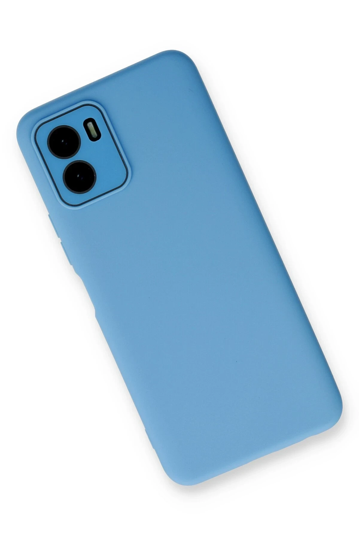 Newface Vivo Y15S Kılıf Lansman Glass Kapak - Mavi