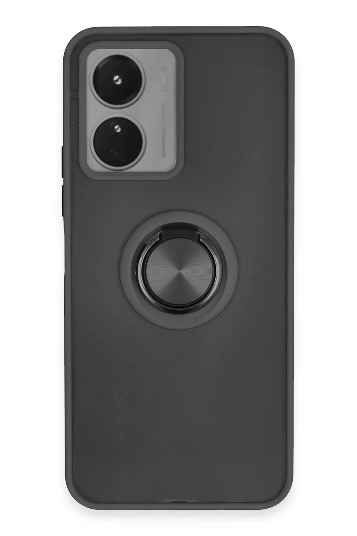 Newface Vivo Y16 Kılıf Montreal Yüzüklü Silikon Kapak - Siyah