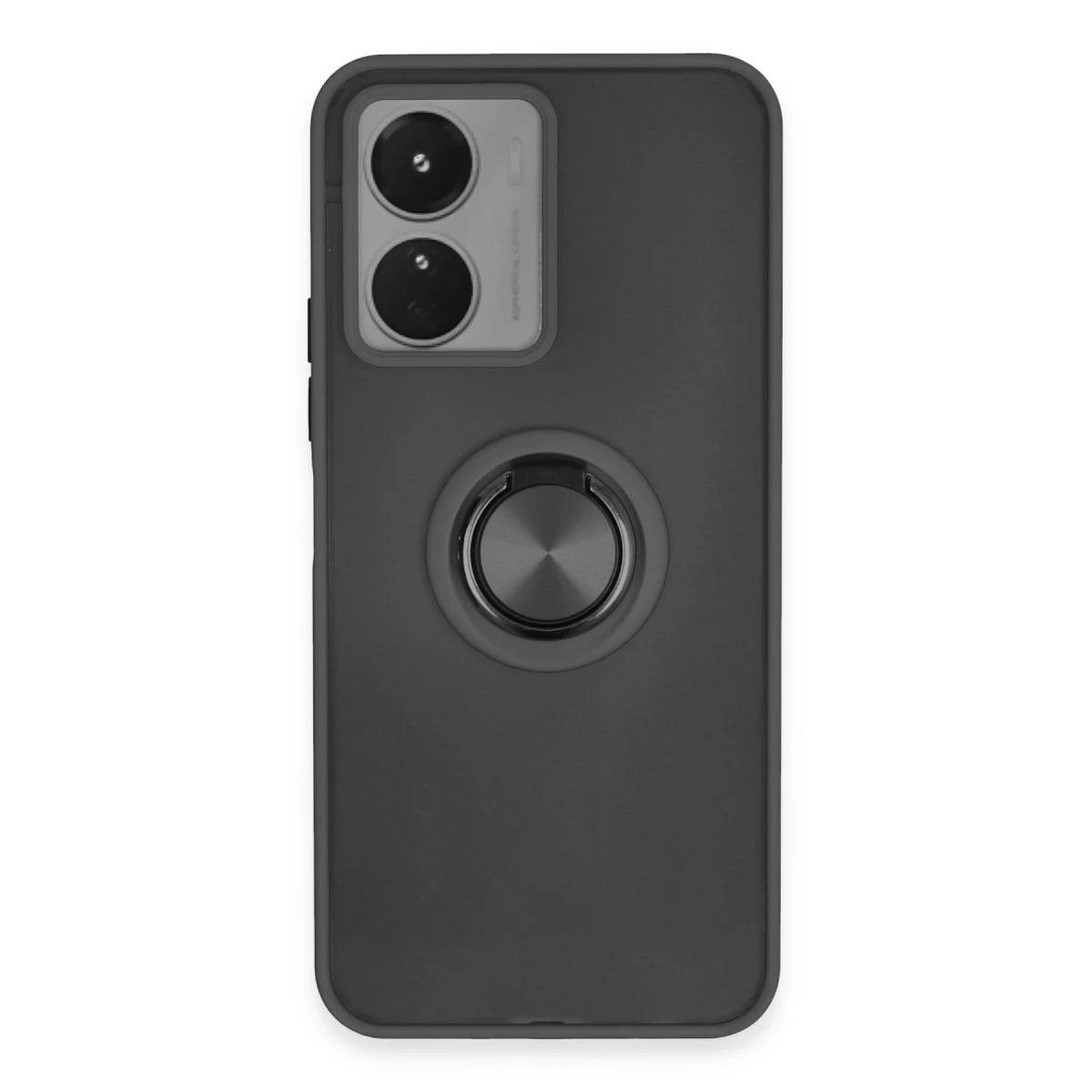 Newface Vivo Y16 Kılıf Montreal Yüzüklü Silikon Kapak - Siyah