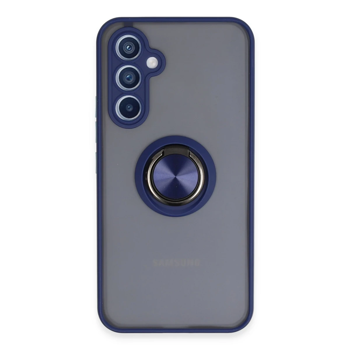 Newface Samsung Galaxy A34 5G Kılıf Montreal Yüzüklü Silikon Kapak - Lacivert