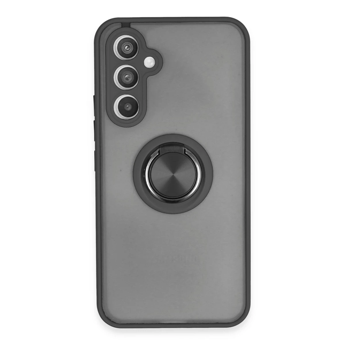 Newface Samsung Galaxy A54 5G Kılıf Montreal Yüzüklü Silikon Kapak - Siyah