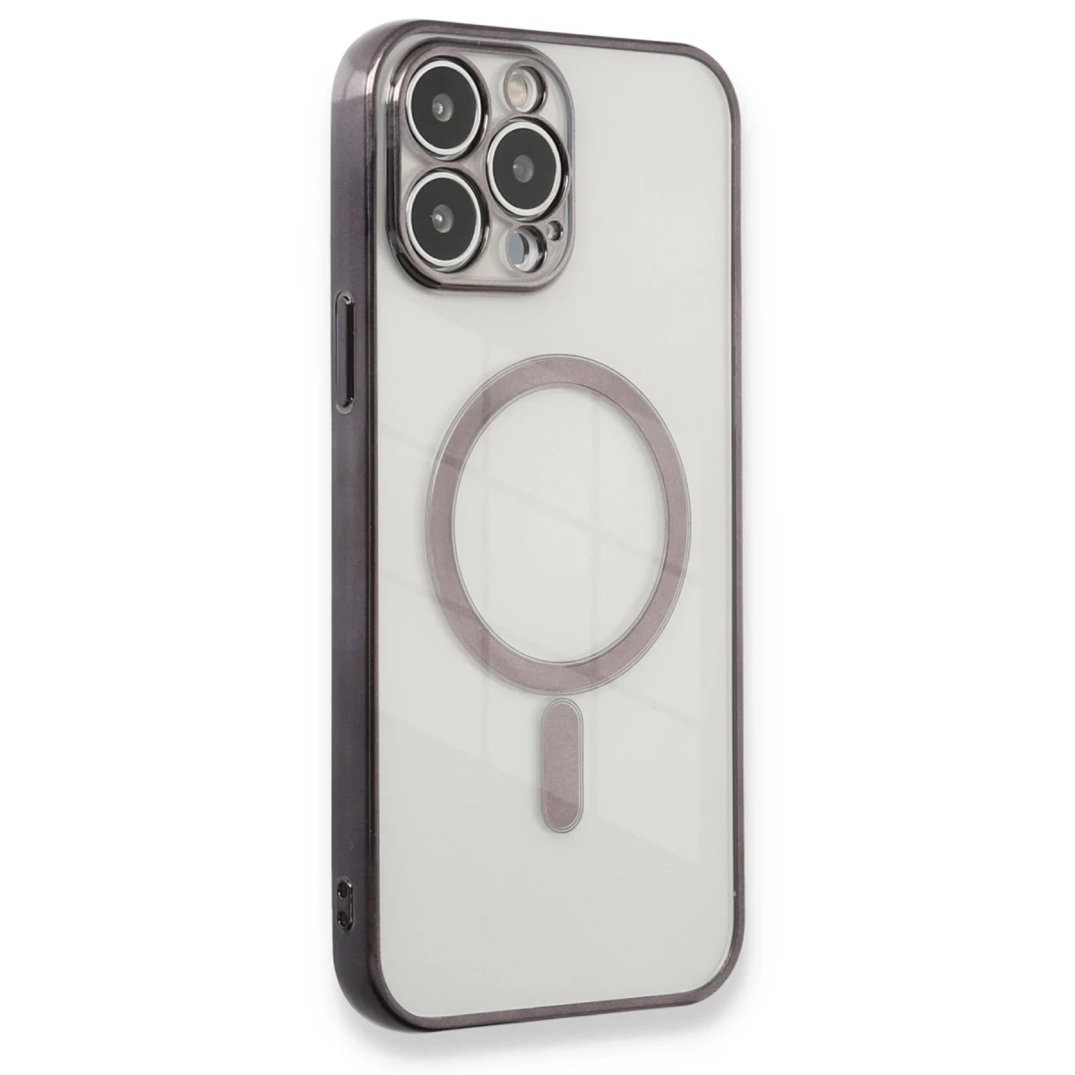 Newface Apple iPhone 13 Pro Max Kılıf Magneticsafe Lazer Silikon - Siyah