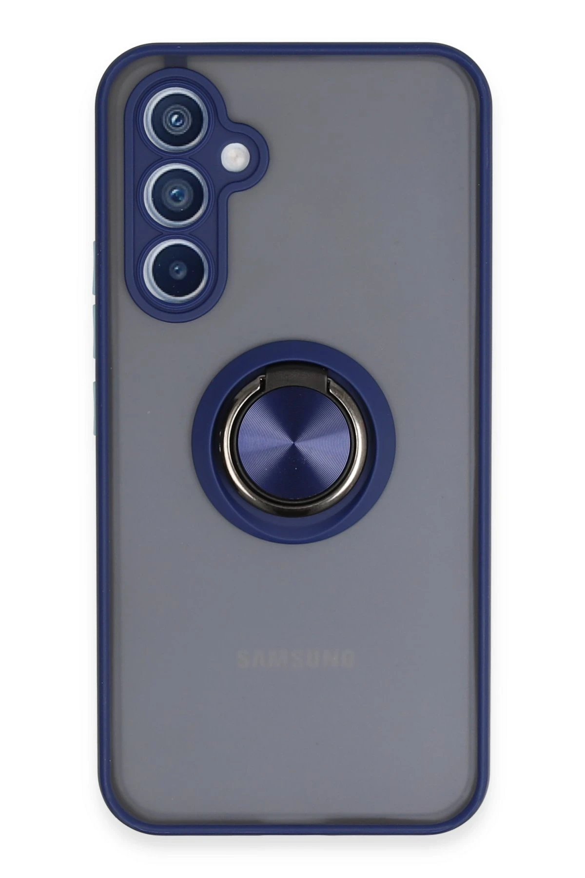 Newface Samsung Galaxy A54 5G Kılıf Montreal Yüzüklü Silikon Kapak - Lacivert