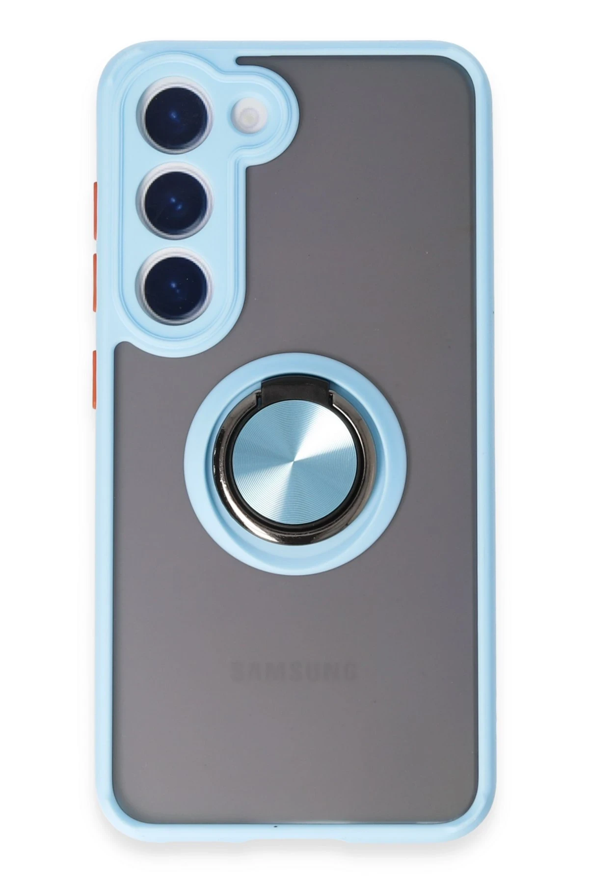 Newface Samsung Galaxy S23 Kılıf Montreal Yüzüklü Silikon Kapak - Buz Mavi