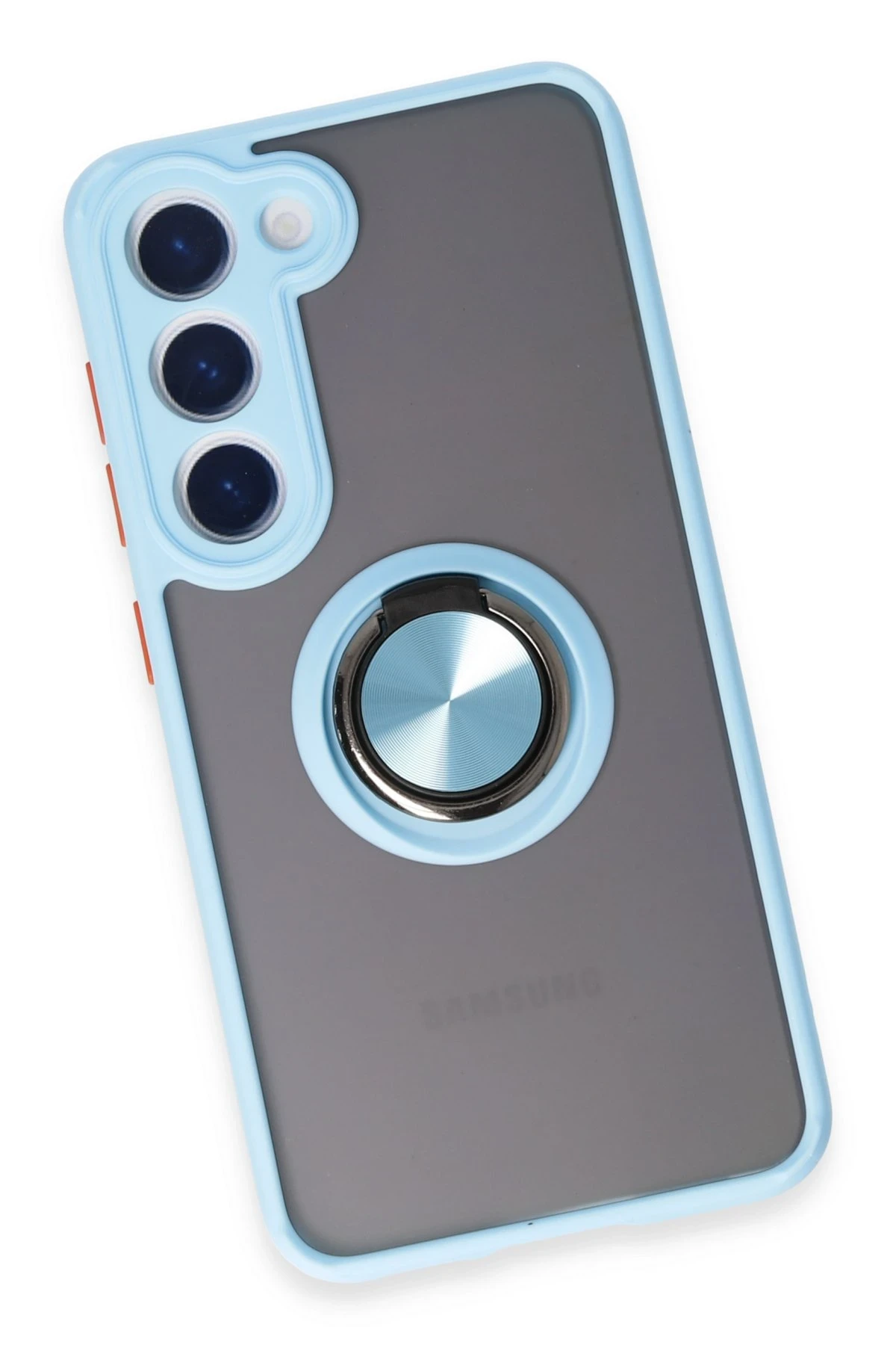 Newface Samsung Galaxy S23 Kılıf Montreal Yüzüklü Silikon Kapak - Buz Mavi