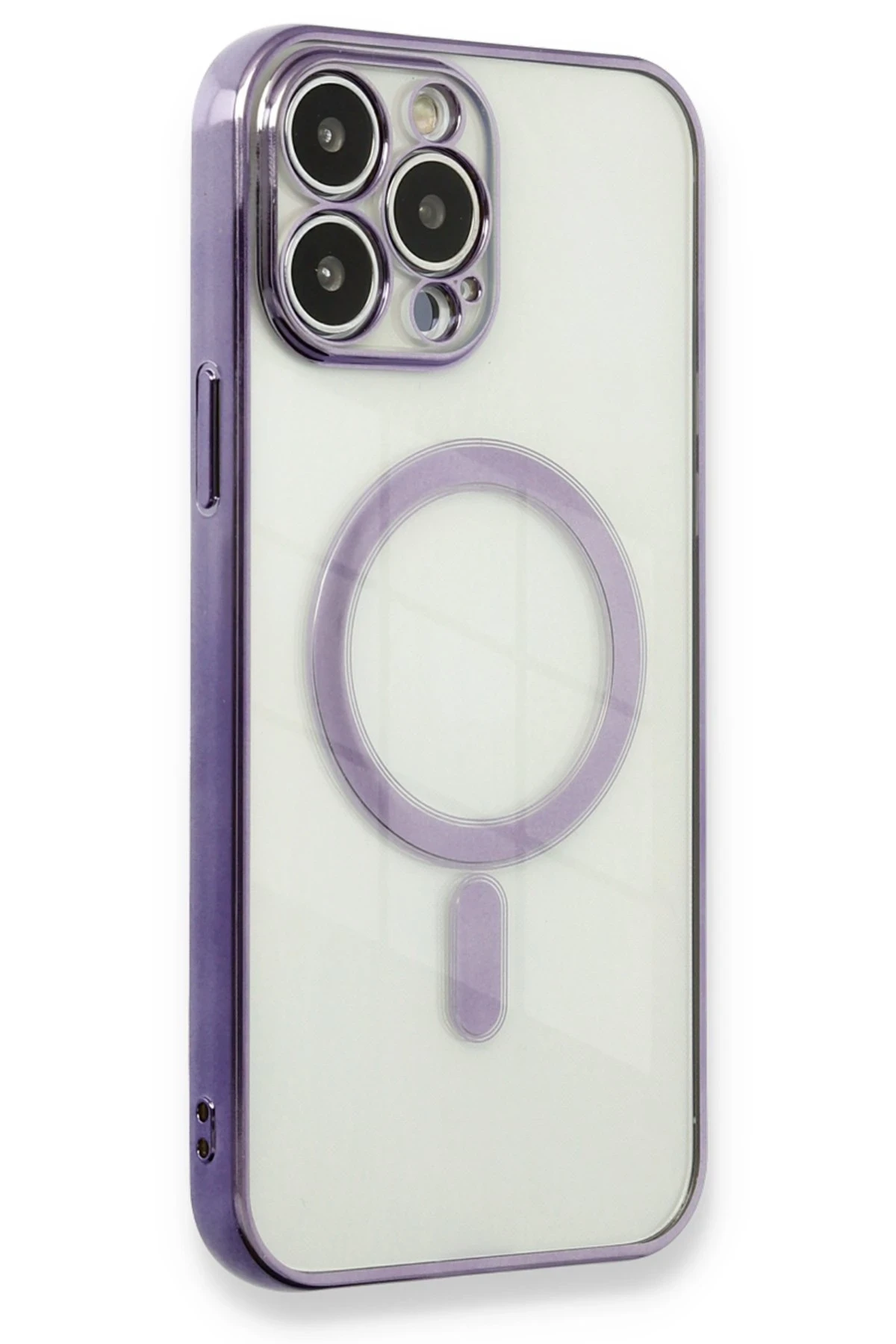 Newface iPhone 13 Pro Max Kılıf Magneticsafe Lazer Silikon - Mor