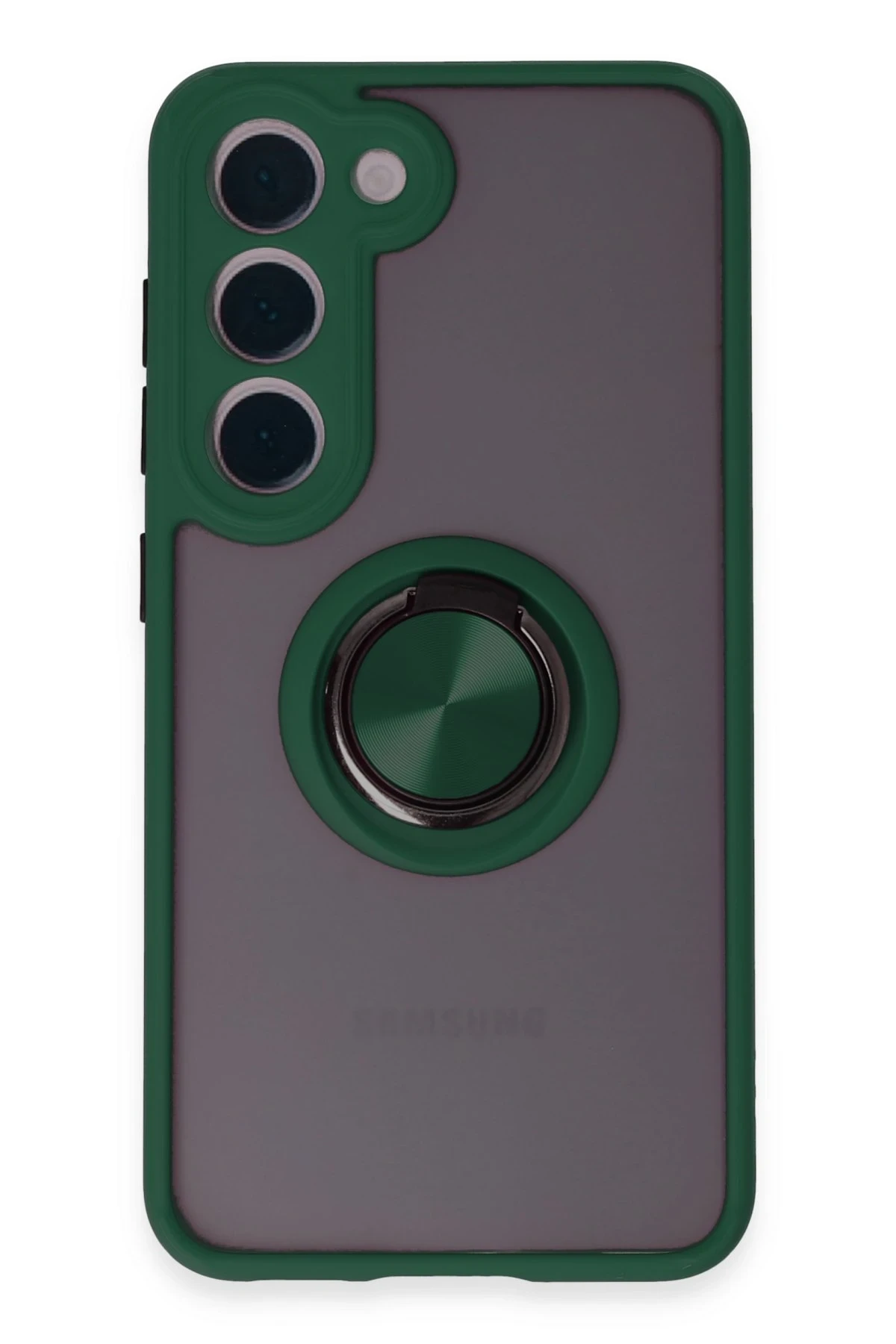 Newface Samsung Galaxy S23 Kılıf Montreal Yüzüklü Silikon Kapak - Yeşil