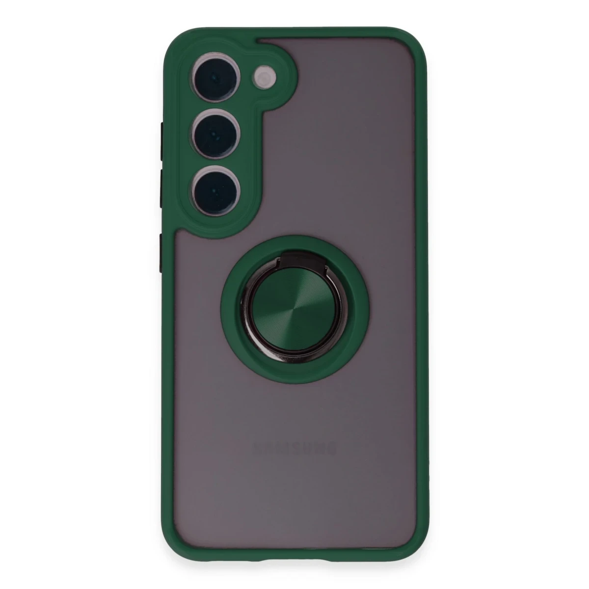 Newface Samsung Galaxy S23 Kılıf Montreal Yüzüklü Silikon Kapak - Yeşil