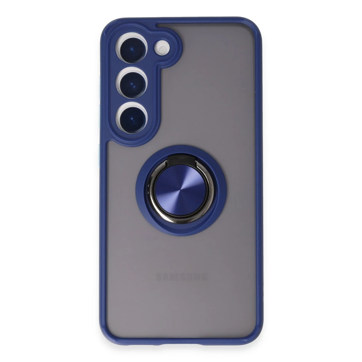 Newface Samsung Galaxy S23 Kılıf Montreal Yüzüklü Silikon Kapak - Lacivert
