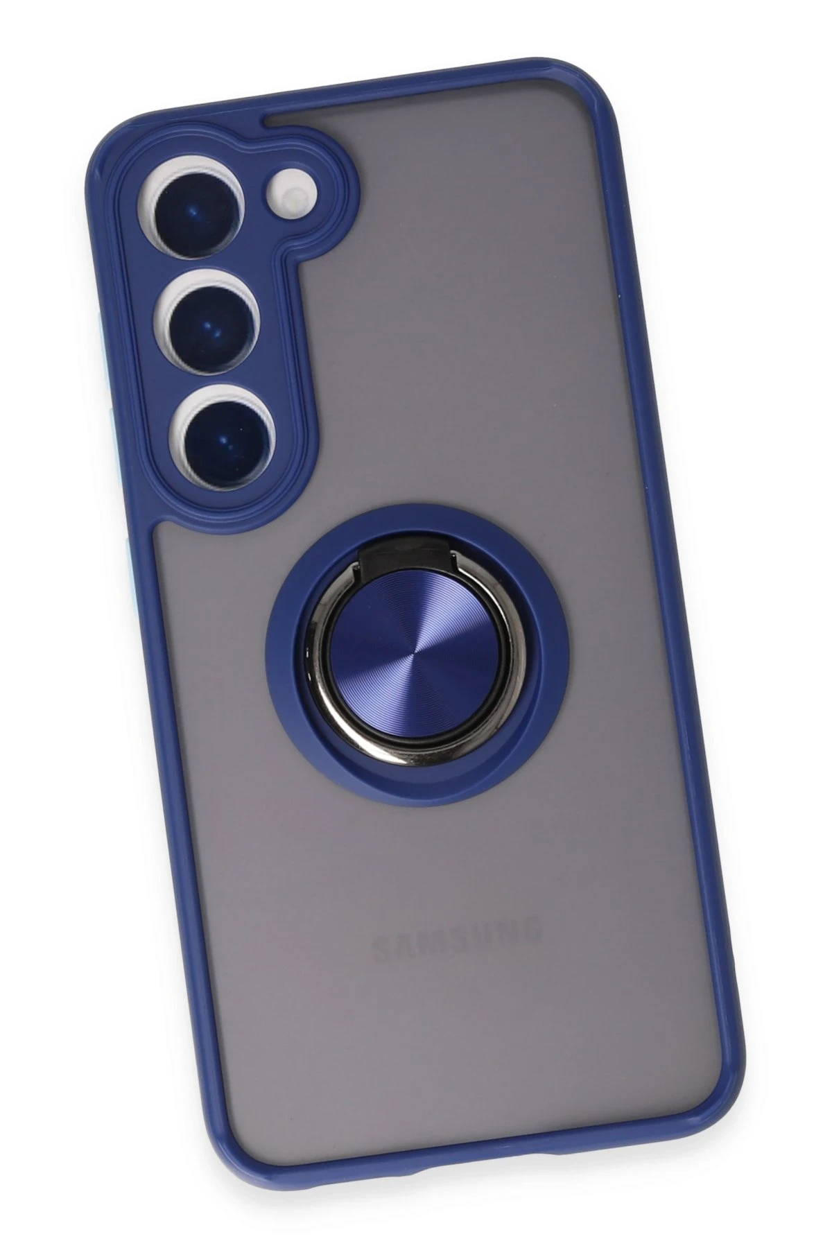 Newface Samsung Galaxy S23 Kılıf Montreal Yüzüklü Silikon Kapak - Lacivert