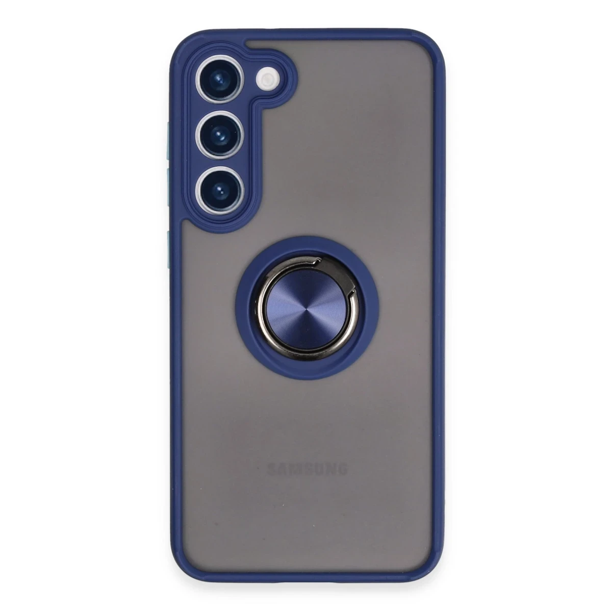 Newface Samsung Galaxy S23 Plus Kılıf Montreal Yüzüklü Silikon Kapak - Lacivert