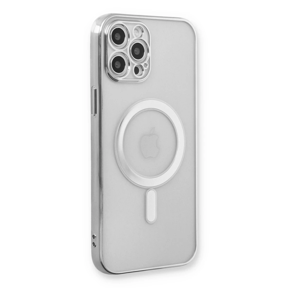 Newface Apple iPhone 12 Pro Kılıf Magneticsafe Lazer Silikon - Gümüş
