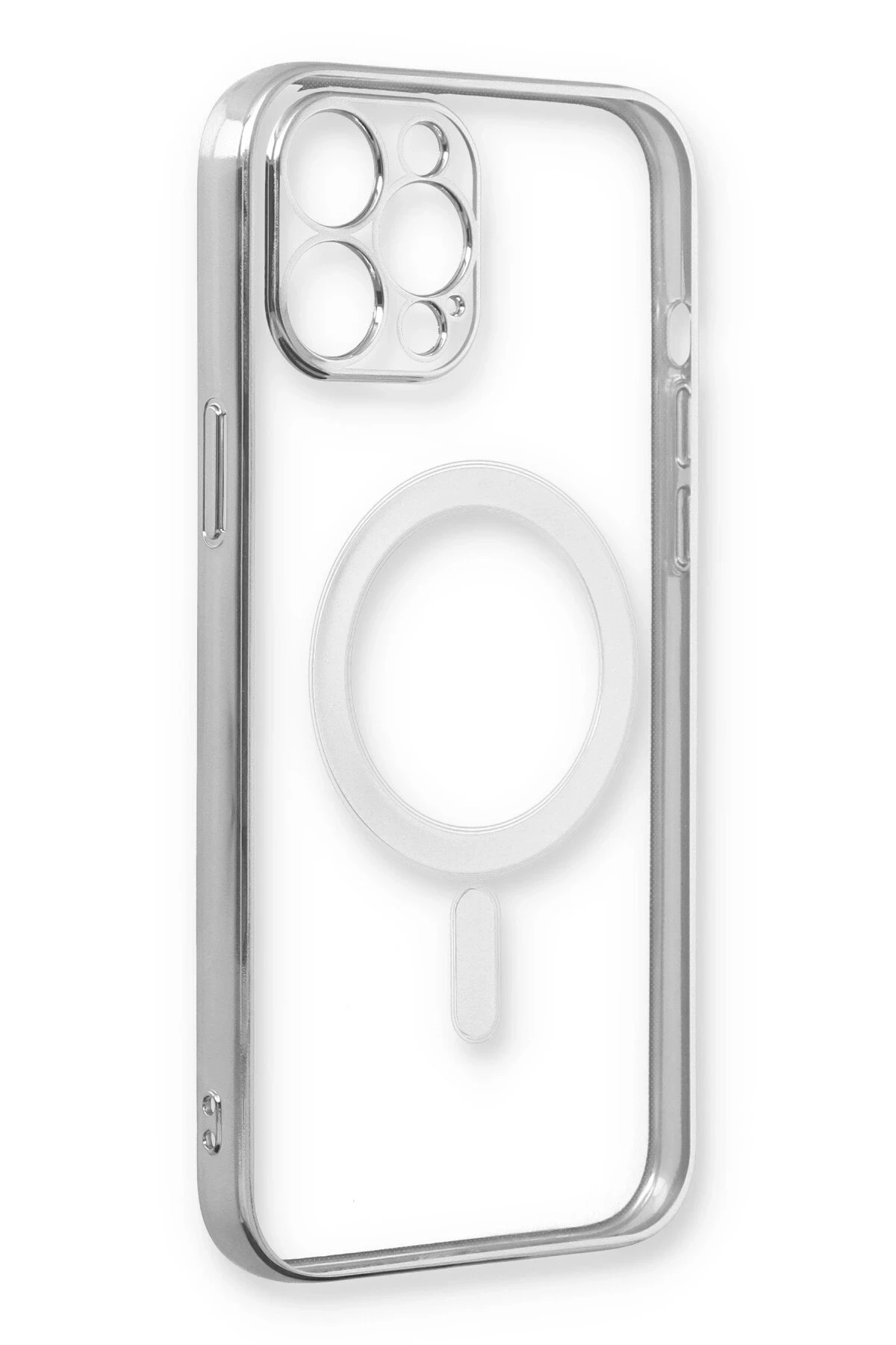 Newface iPhone 12 Pro Kılıf Magneticsafe Lazer Silikon - Gümüş