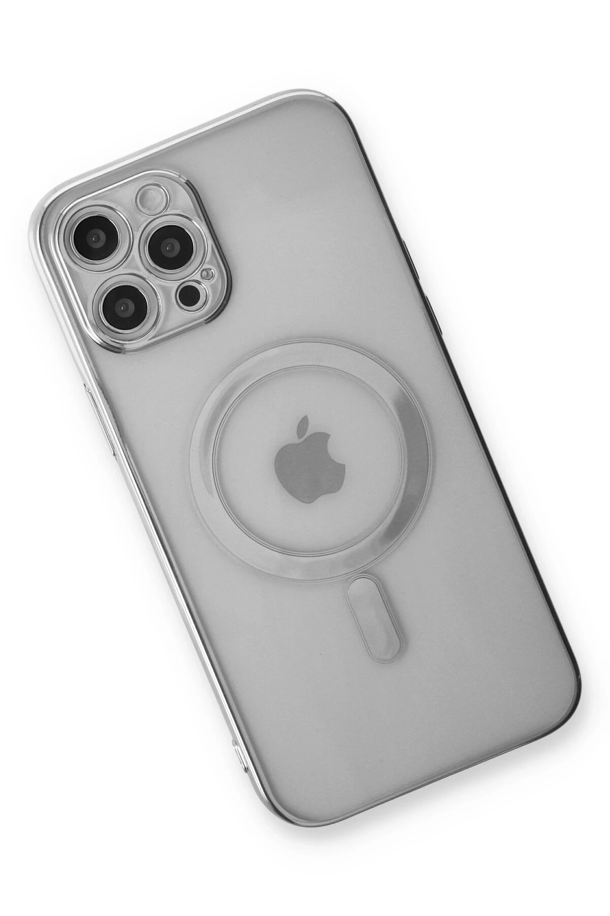 Newface iPhone 12 Pro Kılıf Magneticsafe Lazer Silikon - Gümüş