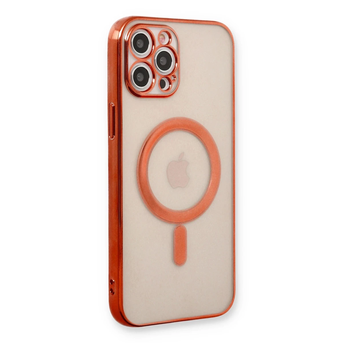 Newface Apple iPhone 12 Pro Kılıf Magneticsafe Lazer Silikon - Kırmızı