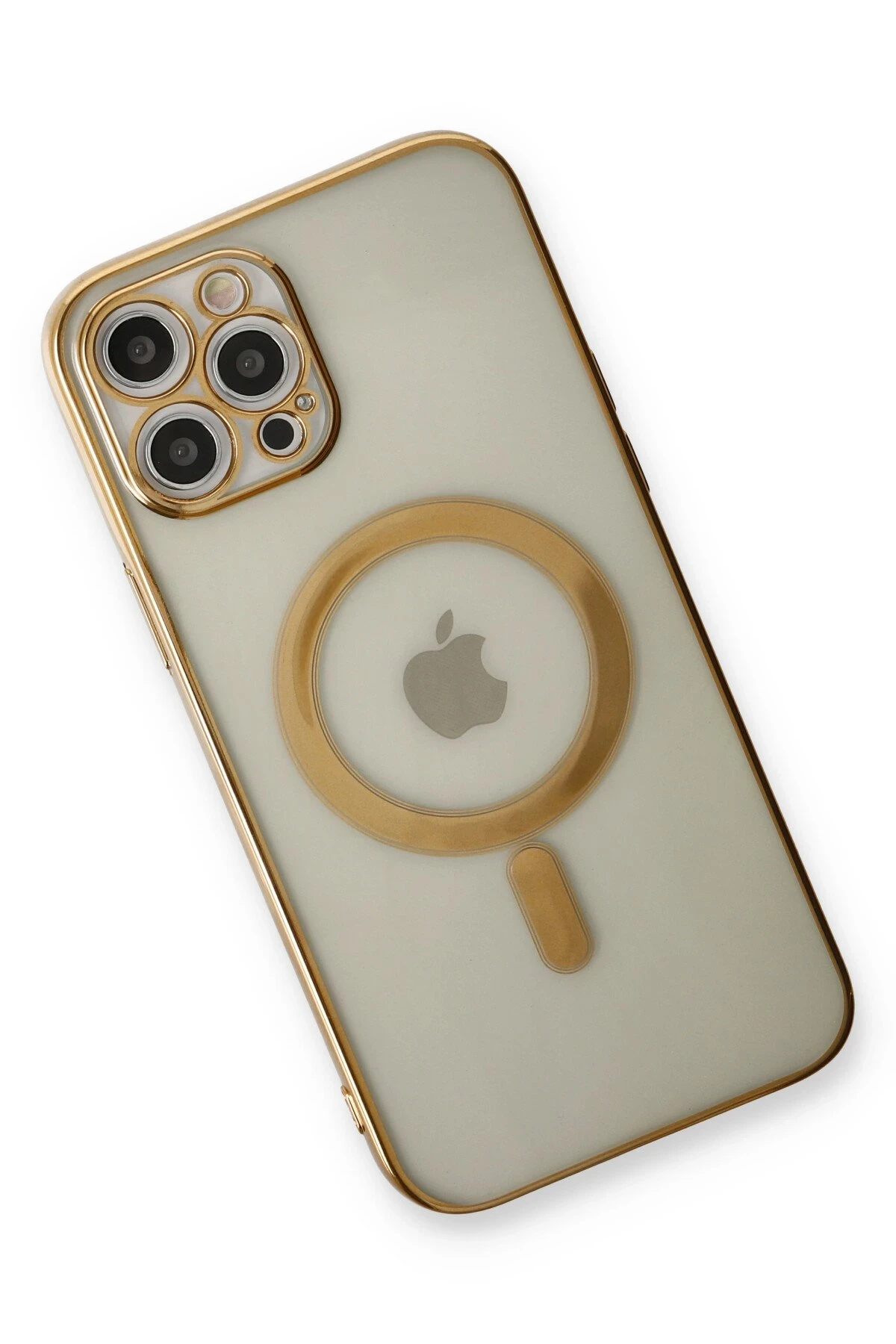 Newface iPhone 12 Pro Kılıf Magneticsafe Lazer Silikon - Gold