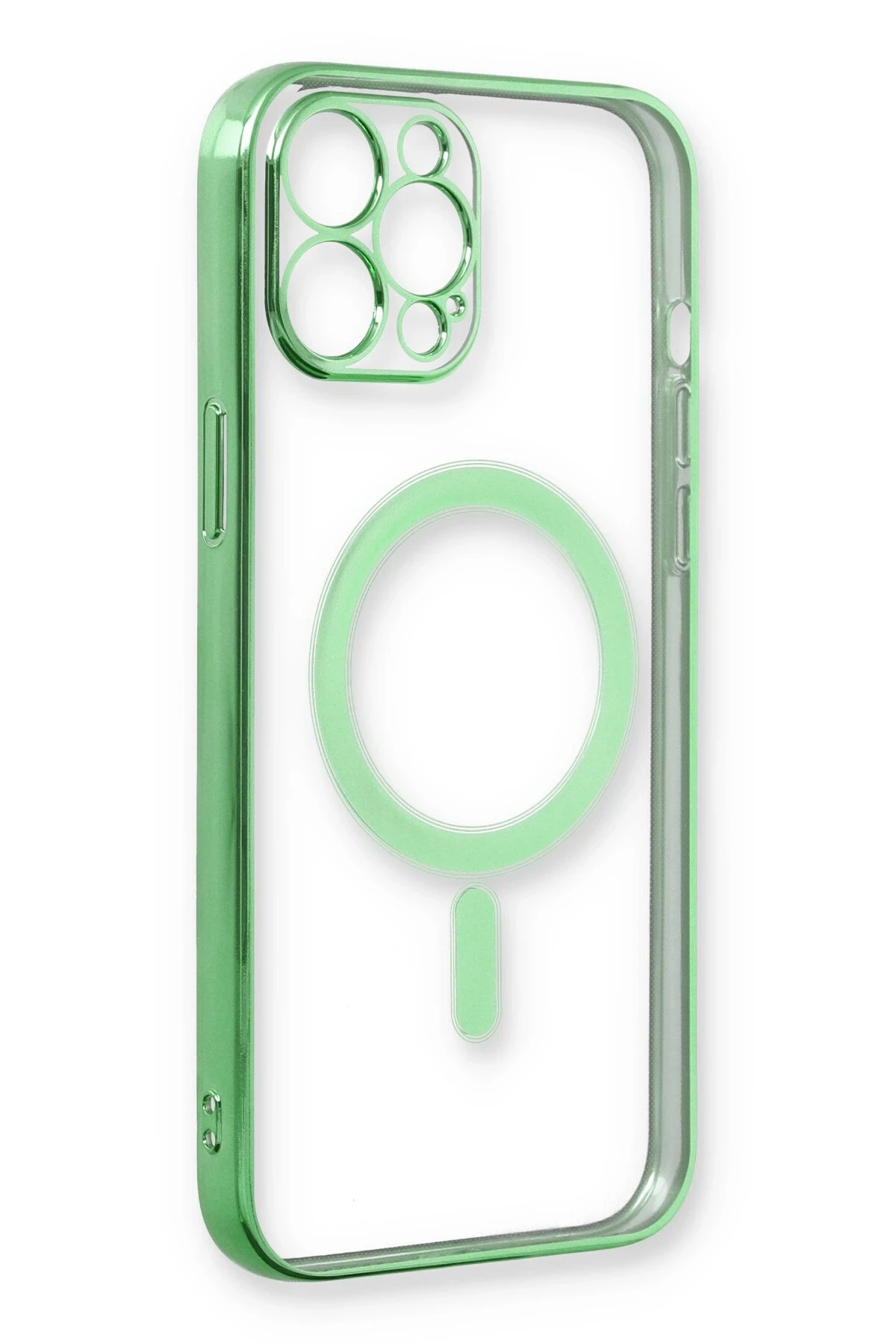 Newface iPhone 12 Pro Kılıf Magneticsafe Lazer Silikon - Haki Yeşil