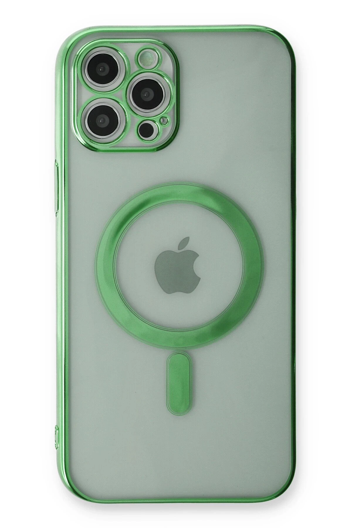 Newface iPhone 12 Pro Kılıf Magneticsafe Lazer Silikon - Haki Yeşil