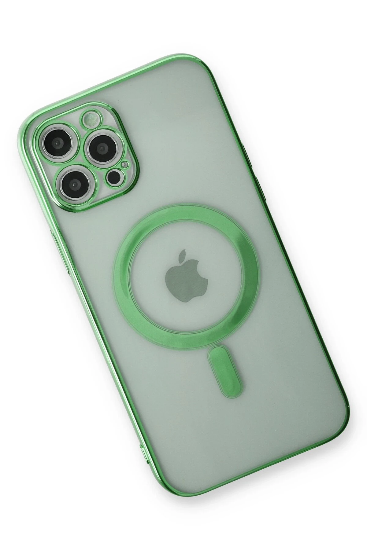 Newface iPhone 12 Pro Kılıf Magneticsafe Lazer Silikon - Haki Yeşil