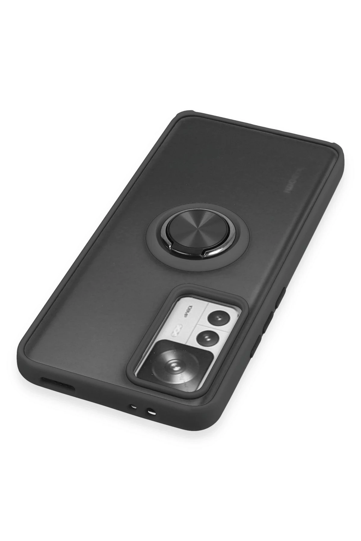 Newface Xiaomi Mi 12T Pro Kılıf Montreal Yüzüklü Silikon Kapak - Siyah
