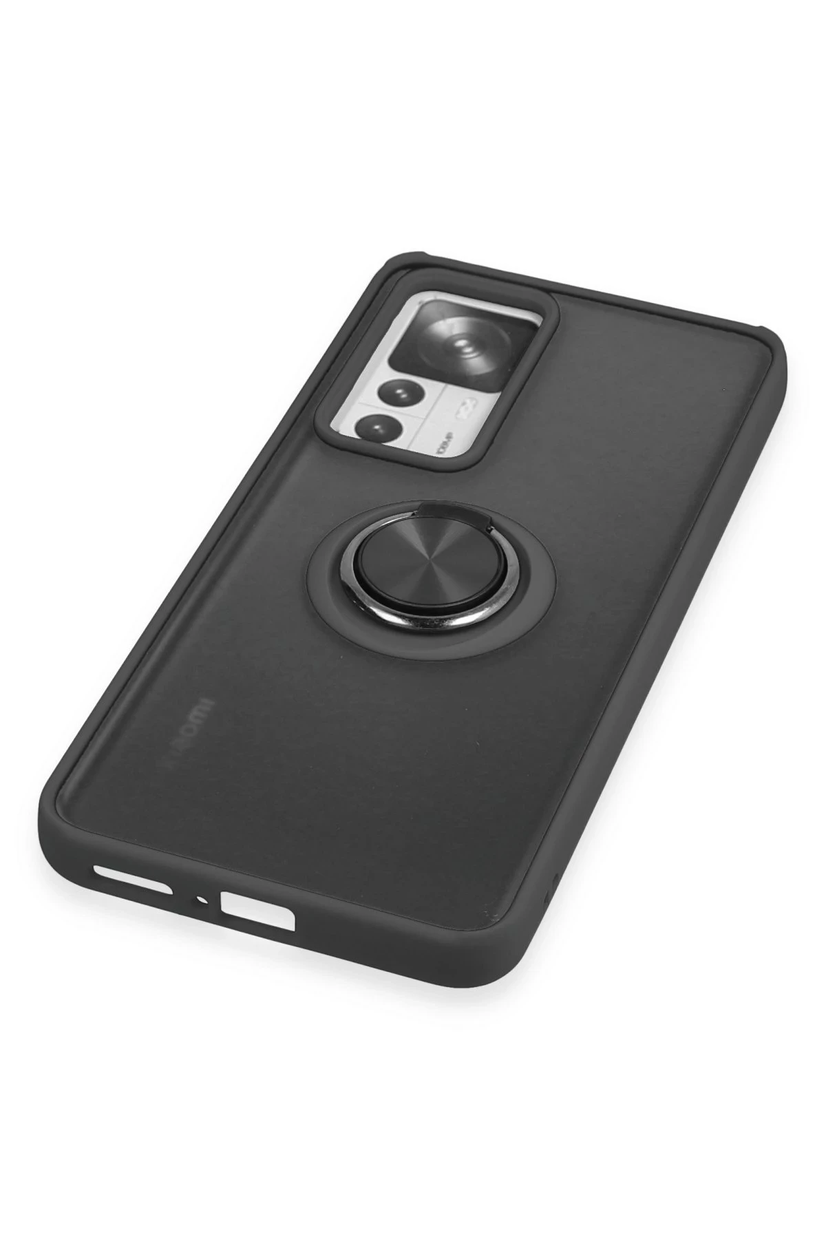 Newface Xiaomi Mi 12T Pro Kılıf Montreal Yüzüklü Silikon Kapak - Siyah