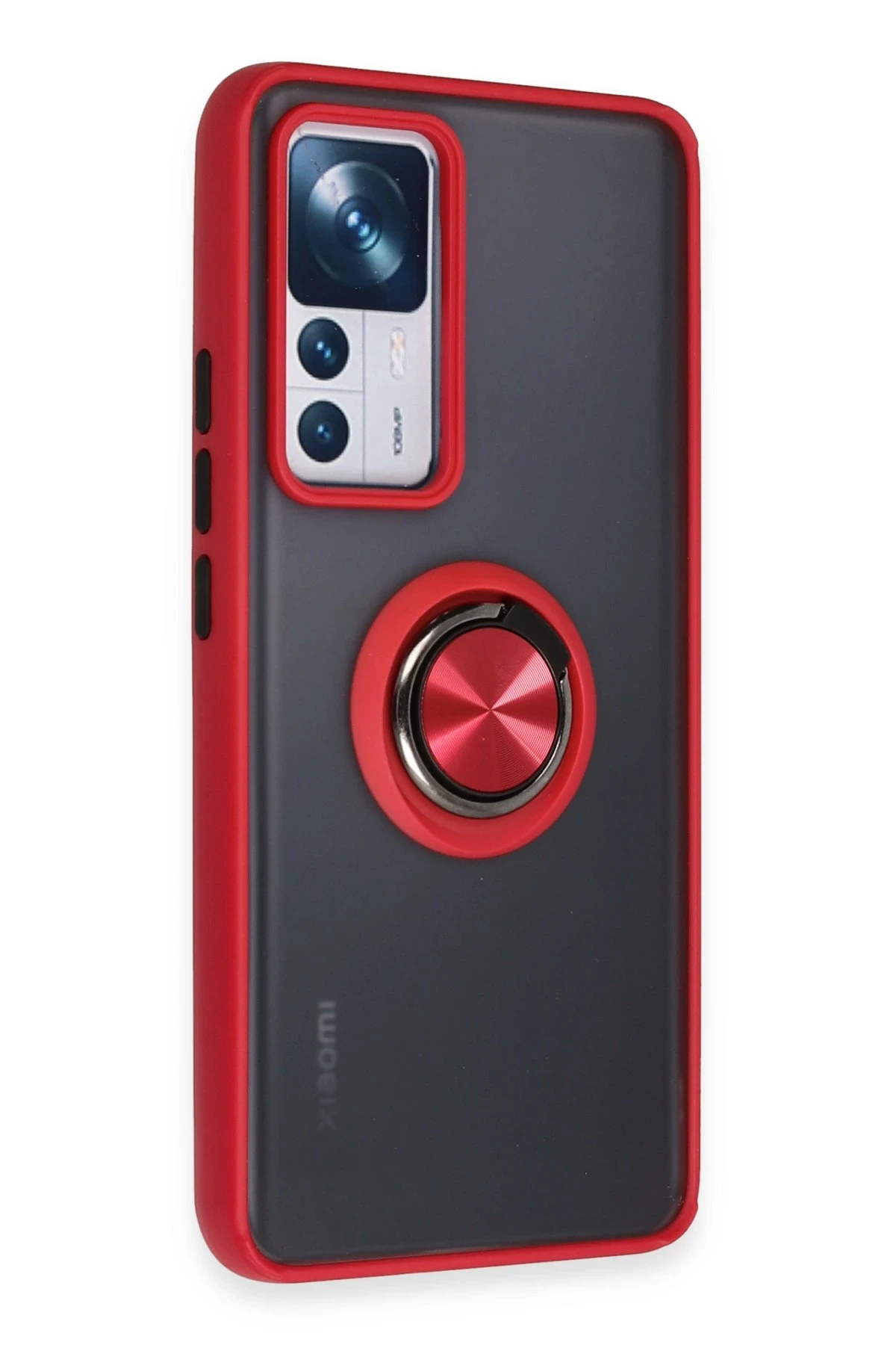 Newface Xiaomi Mi 12T Pro Kılıf Montreal Yüzüklü Silikon Kapak - Kırmızı