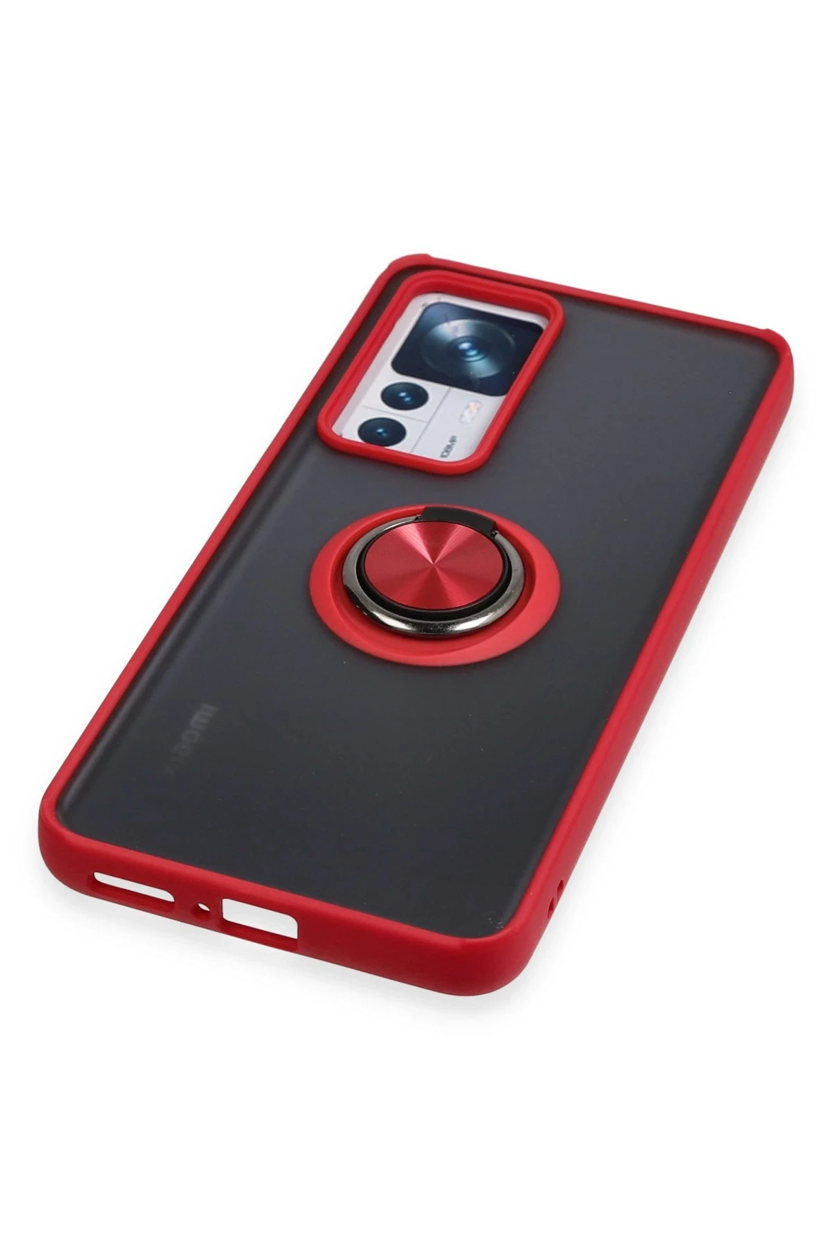 Newface Xiaomi Mi 12T Pro Kılıf Montreal Yüzüklü Silikon Kapak - Kırmızı