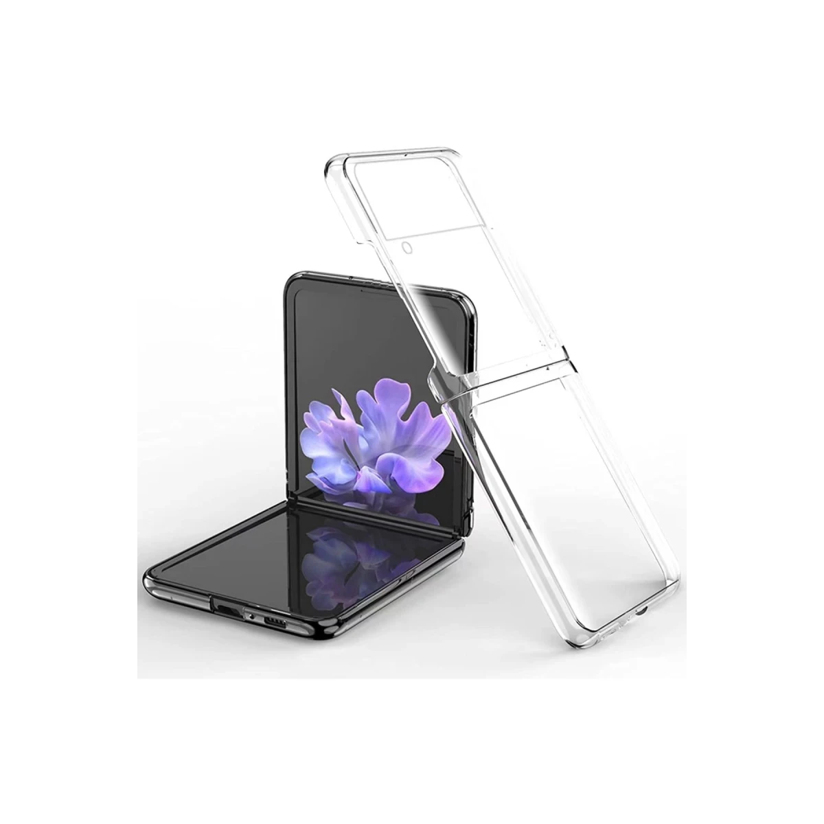 Newface Samsung Galaxy Z Flip 3 Kılıf Fold TPU Silikon - Şeffaf