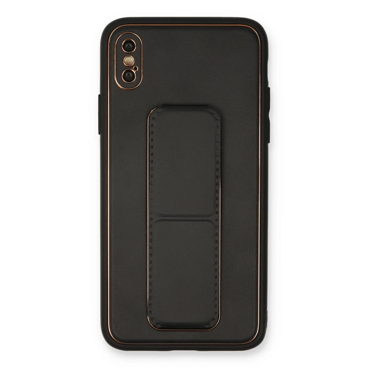 Newface Apple iPhone XS Max Kılıf Coco Deri Standlı Kapak - Siyah