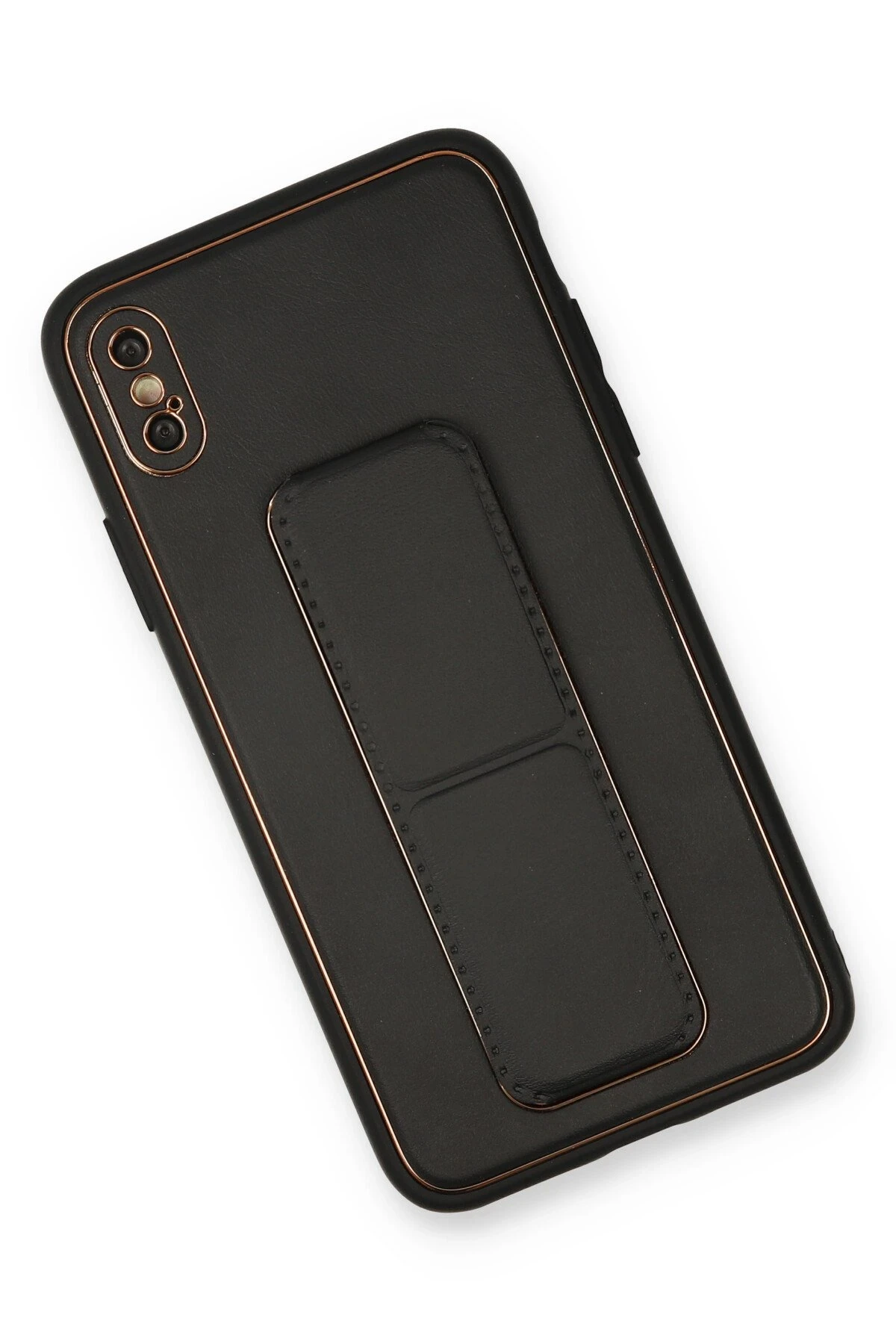 Newface iPhone XS Max Kılıf Coco Deri Standlı Kapak - Siyah