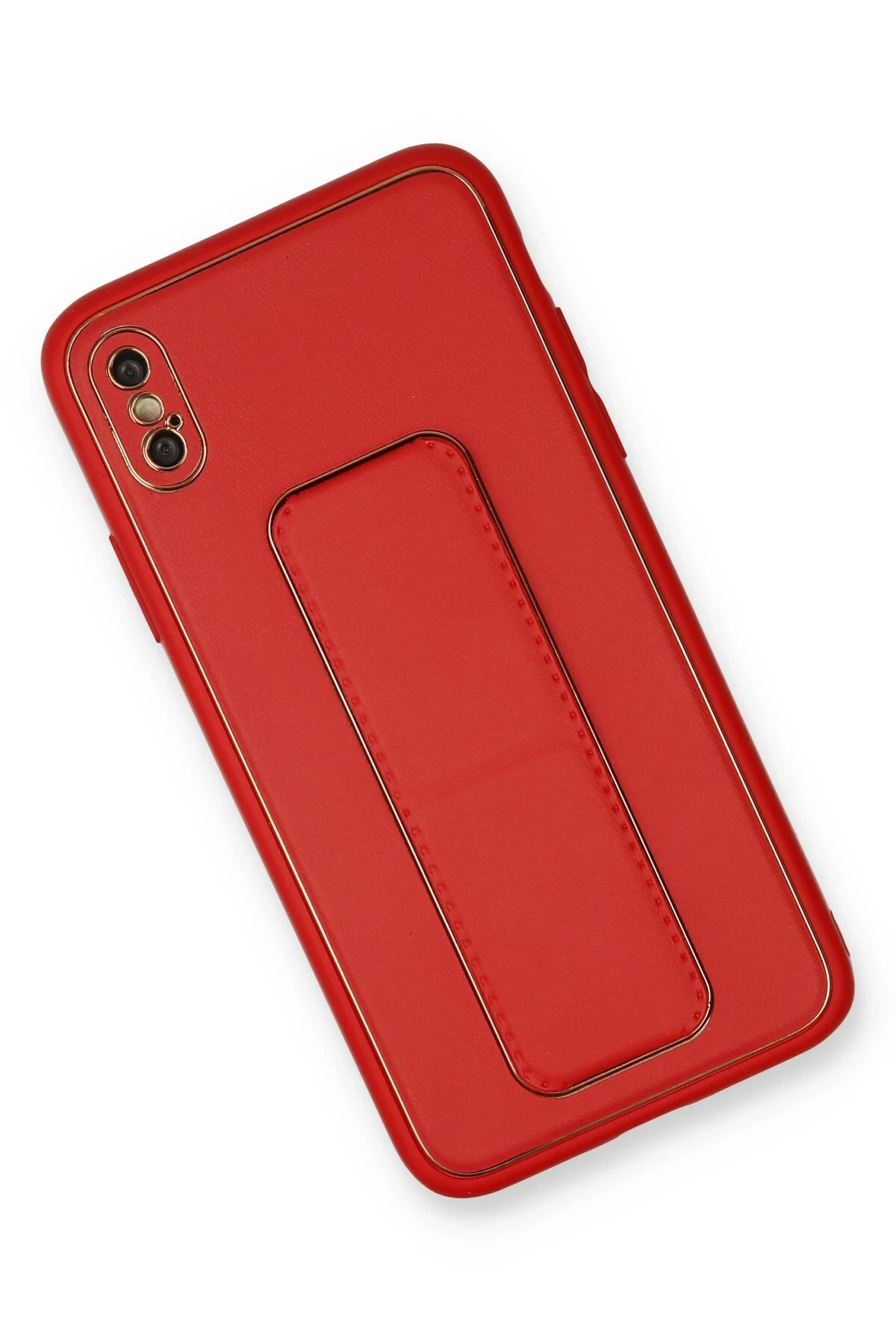 Newface iPhone XS Max Kılıf Coco Deri Standlı Kapak - Kırmızı
