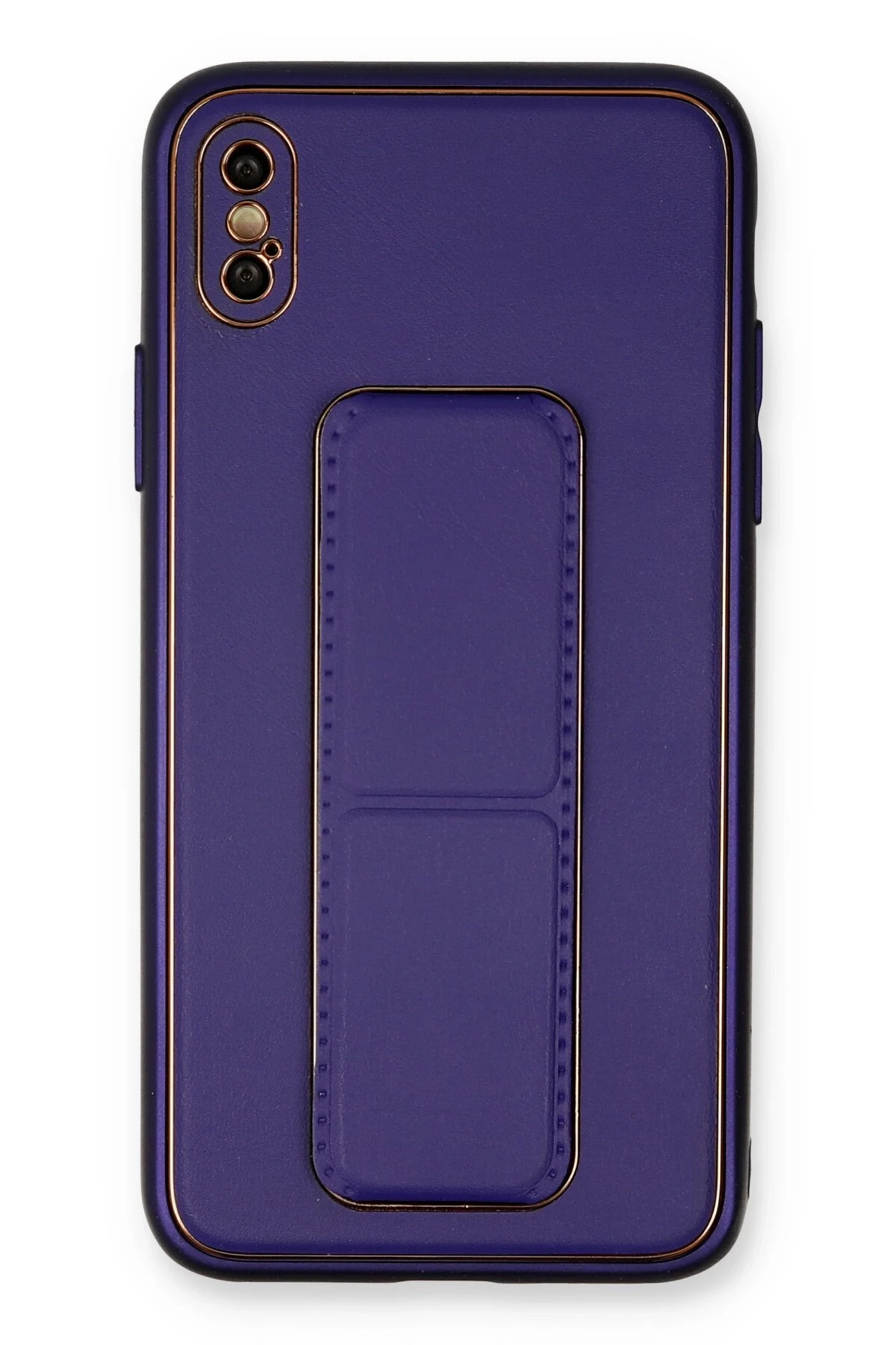 Newface iPhone XS Max Kılıf Coco Deri Standlı Kapak - Mor