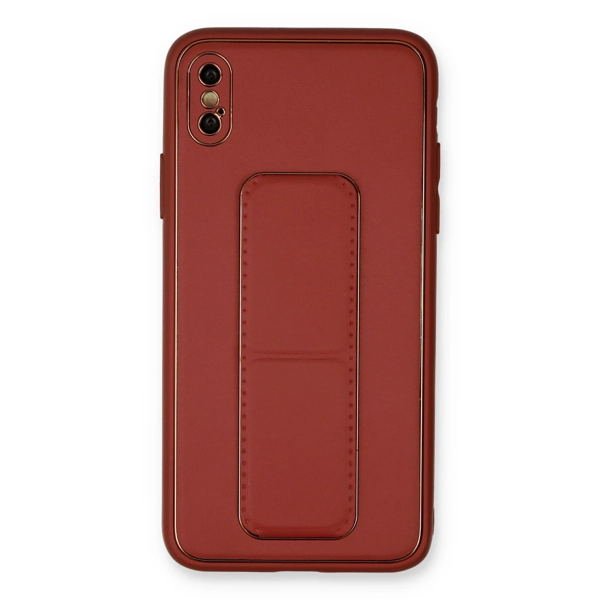 Newface Apple iPhone XS Max Kılıf Coco Deri Standlı Kapak - Fuşya