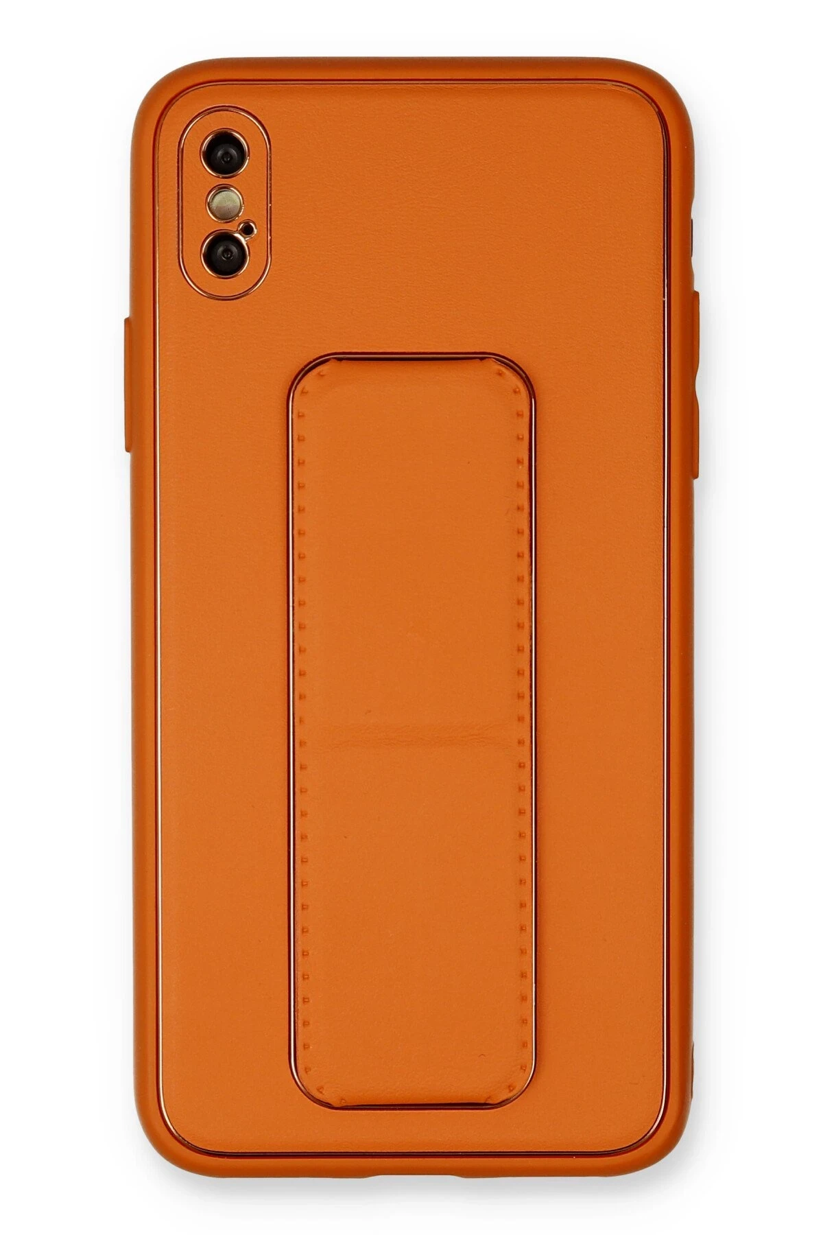 Newface iPhone XS Max Kılıf Coco Deri Standlı Kapak - Turuncu