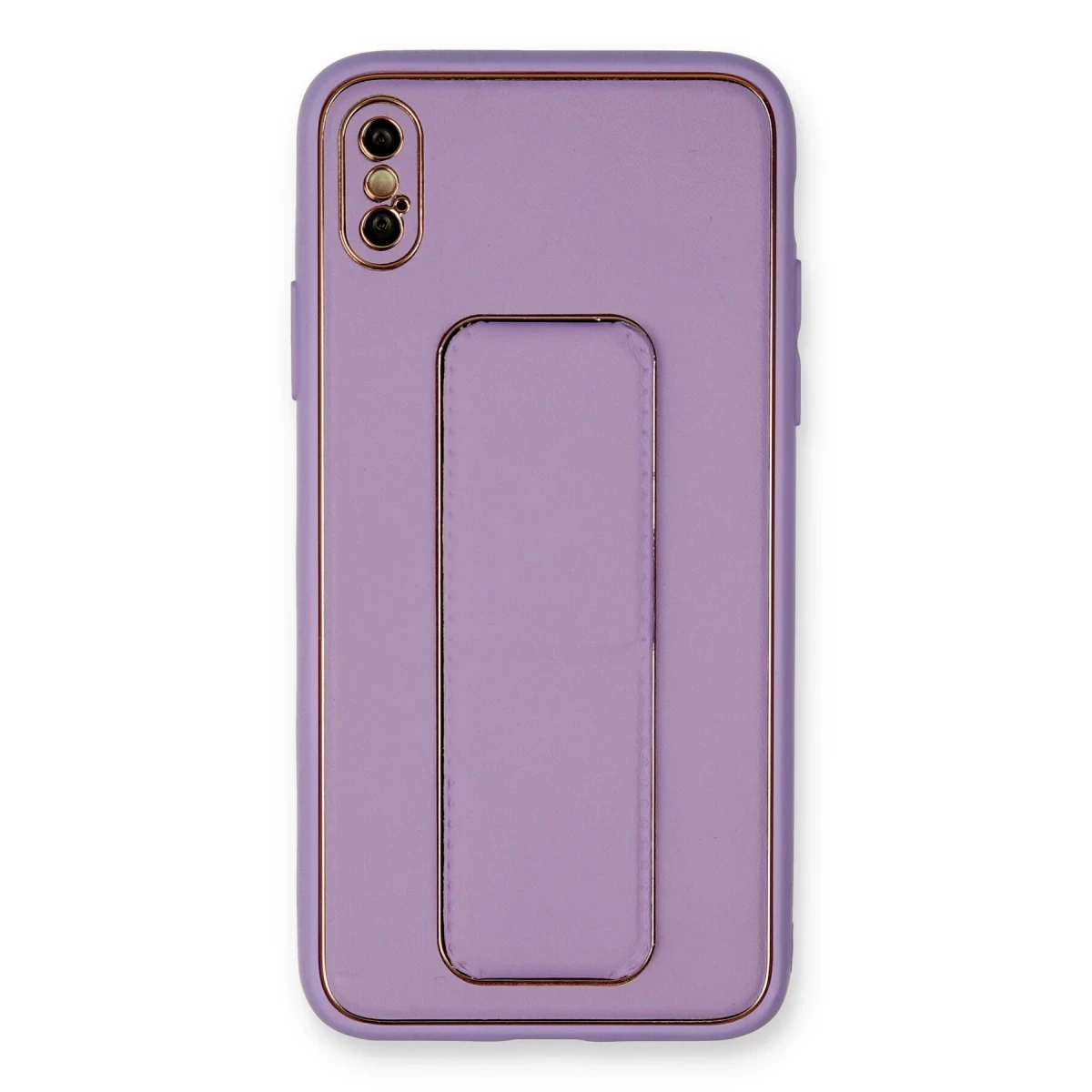 Newface Apple iPhone XS Max Kılıf Coco Deri Standlı Kapak - Koyu Lila