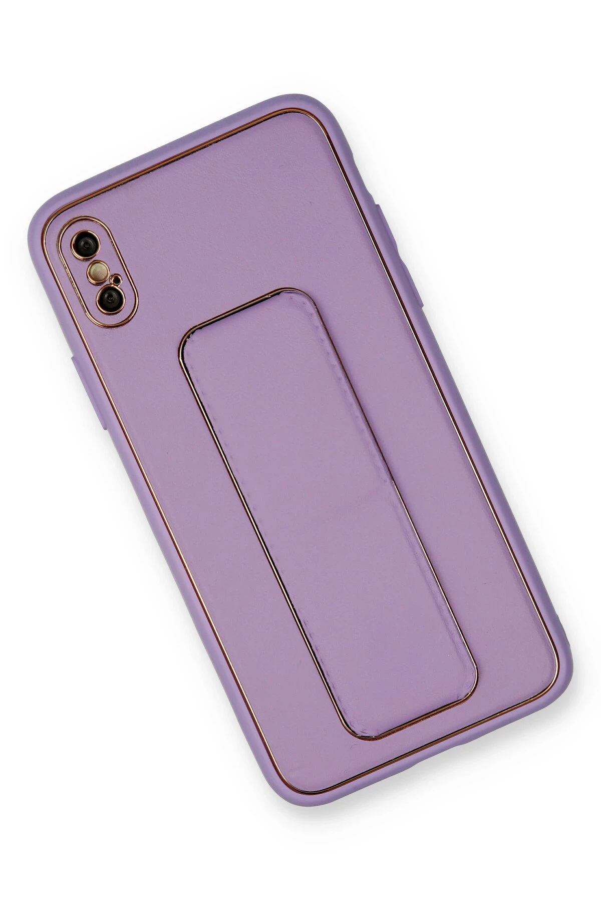 Newface iPhone XS Max Kılıf Coco Deri Standlı Kapak - Koyu Lila