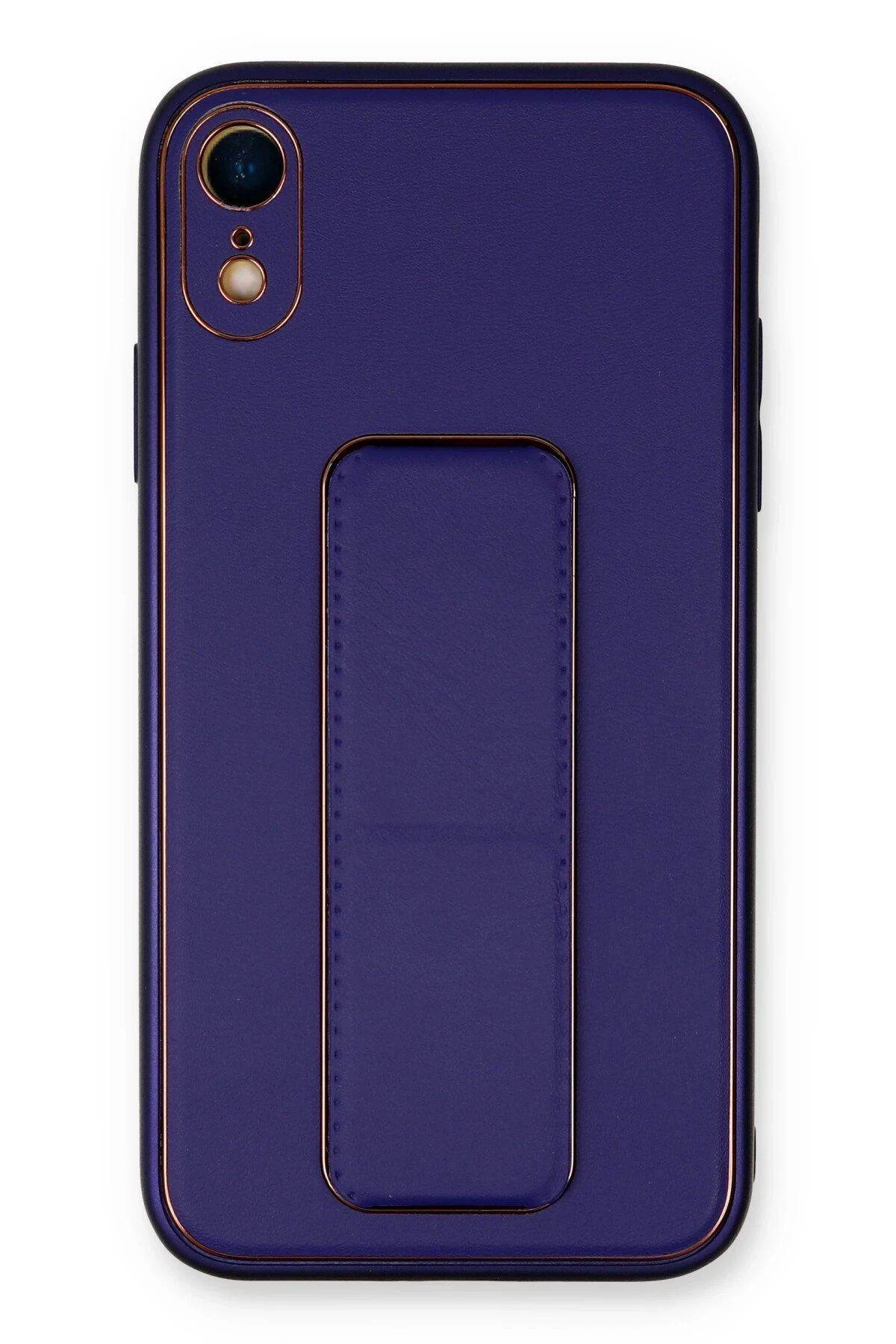 Newface iPhone XR Kılıf Coco Deri Standlı Kapak - Mor