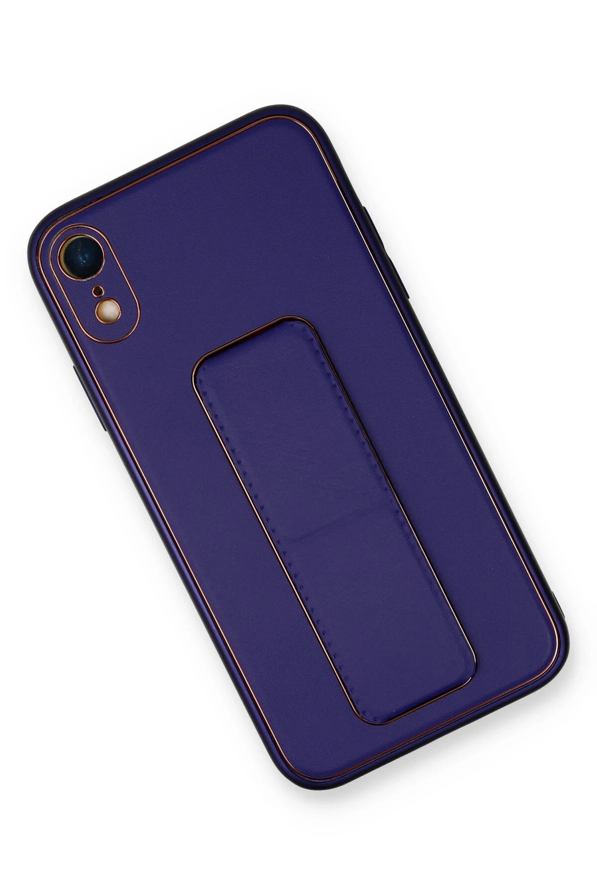 Newface iPhone XR Kılıf Coco Deri Standlı Kapak - Mor