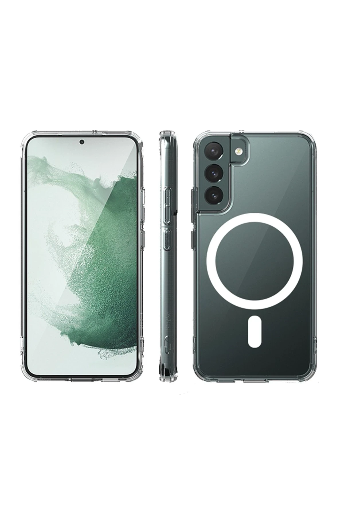 Newface Samsung Galaxy S22 Plus Kılıf Magneticsafe Şeffaf Silikon - Şeffaf