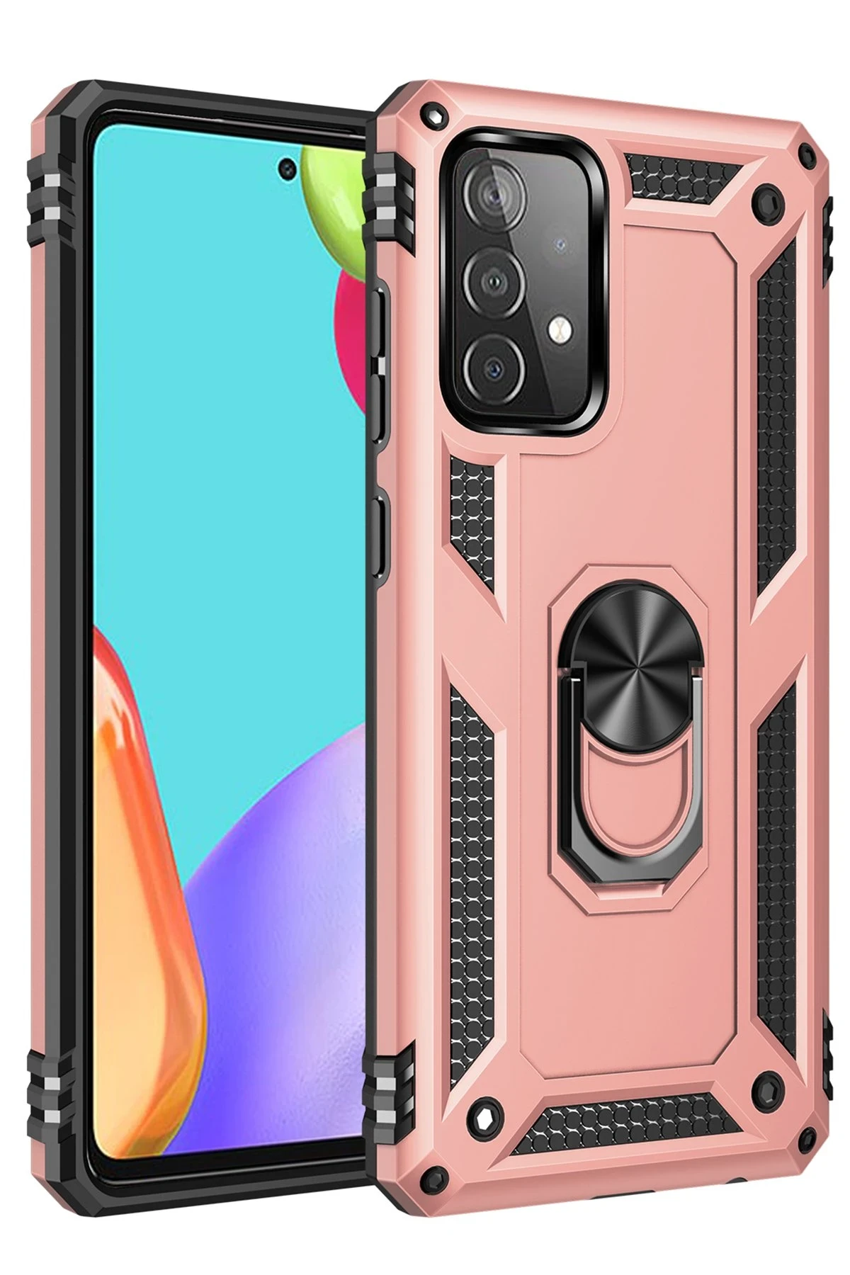 Newface Samsung Galaxy A32 Kılıf Sofya Yüzüklü Silikon Kapak - Rose